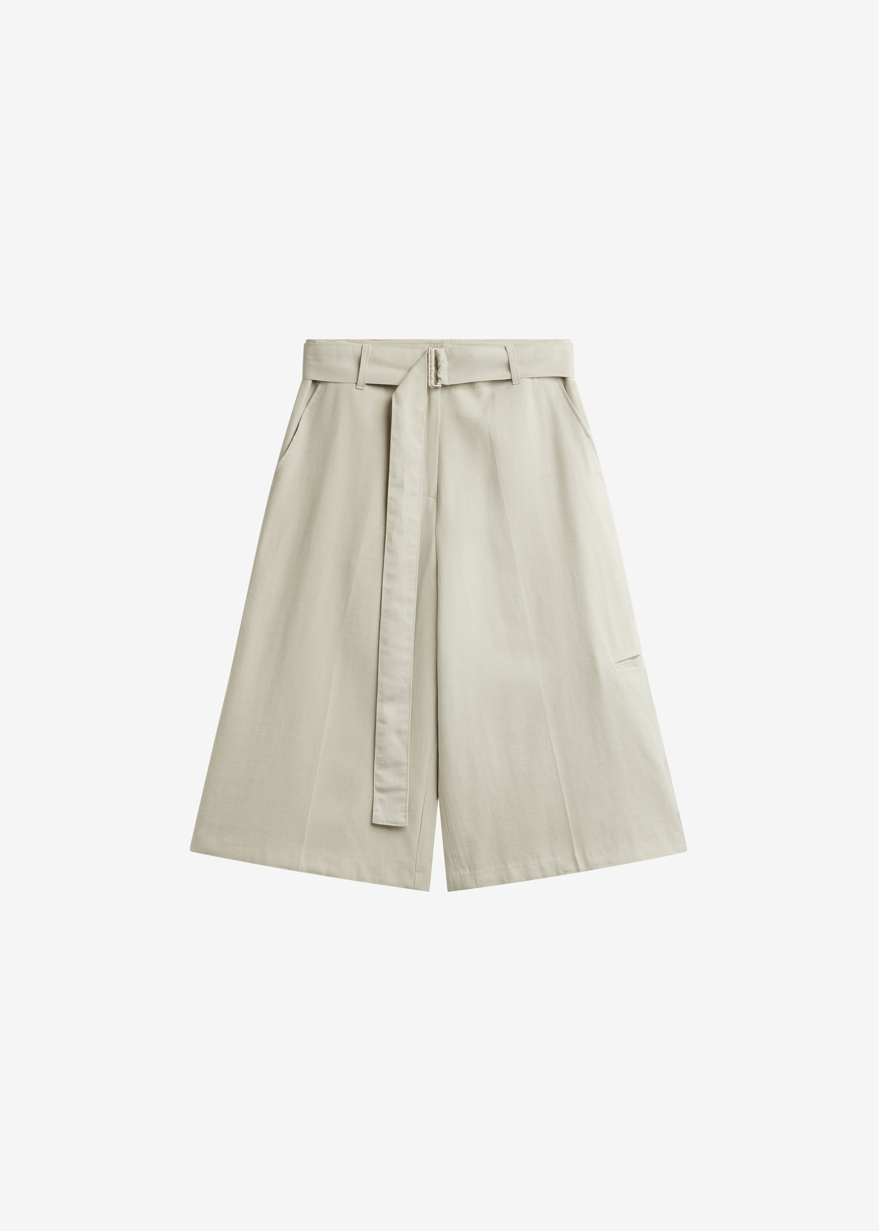 Lavre Belted Bermuda Shorts - Beige Melange - 6