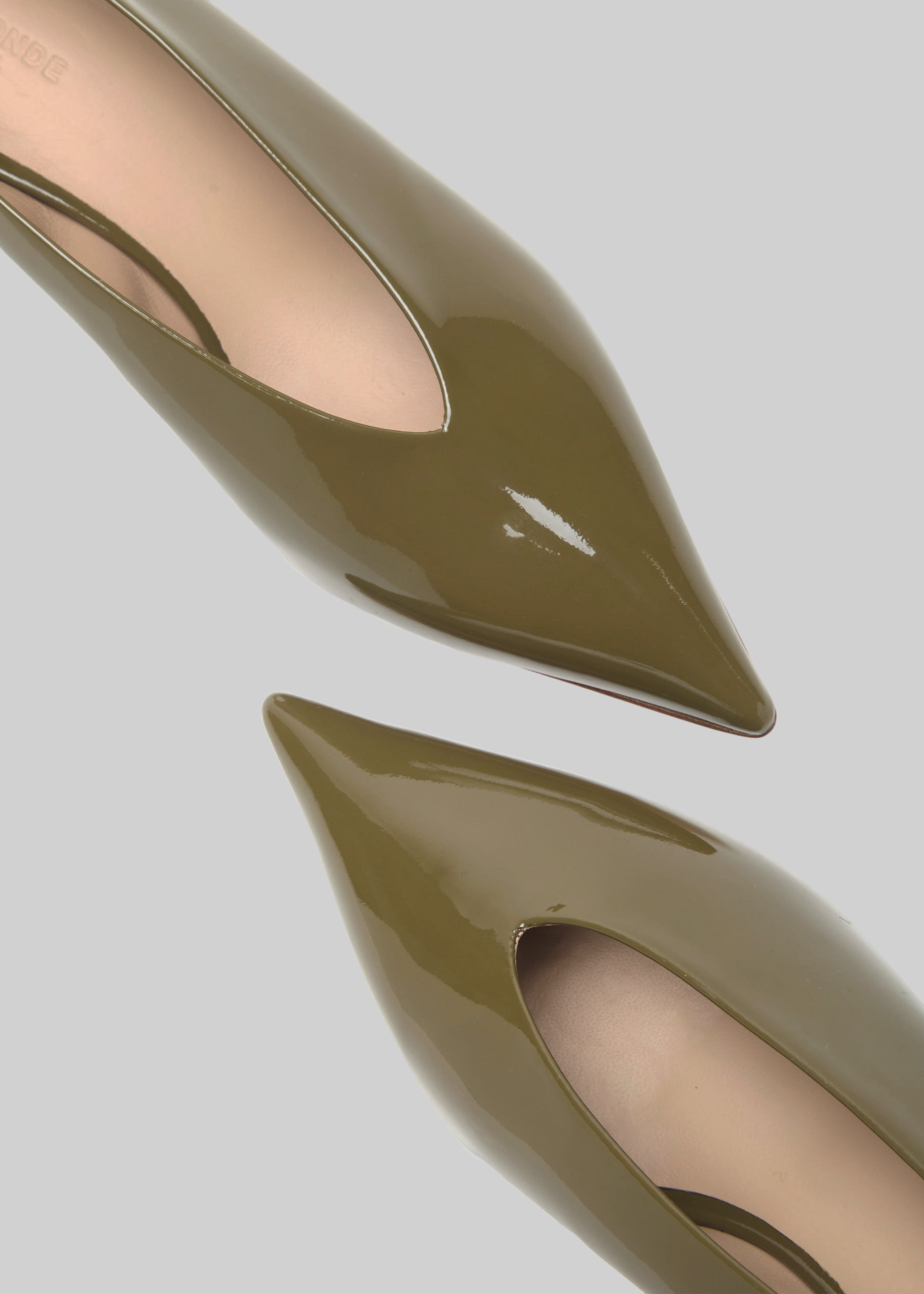 Le Monde Beryl Babouche Kitten Heels Vernice Leather - Khaki - 2