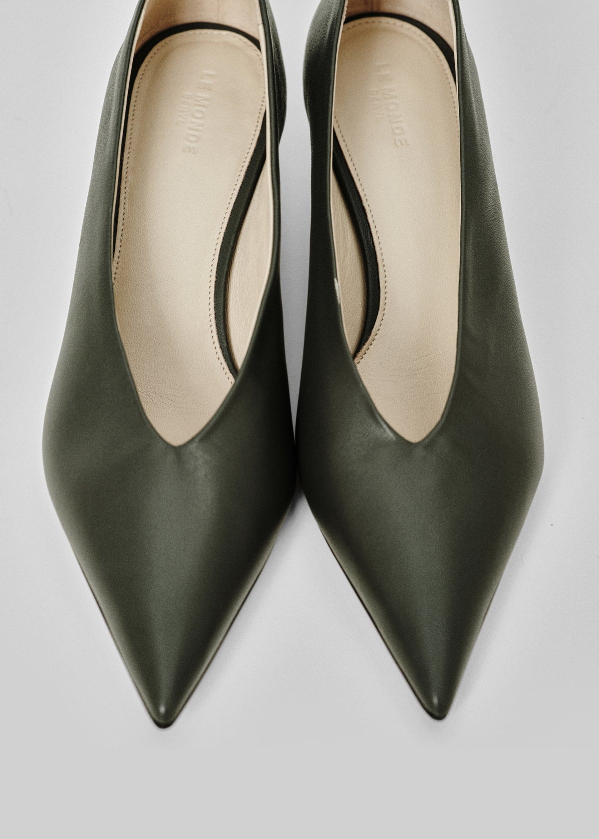 Le Monde Beryl Babouche Kitten Heels - Military