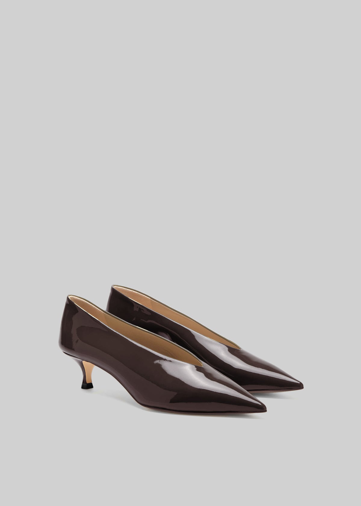 Le Monde Beryl Babouche Kitten Heels Vernice Leather - Plum - 3