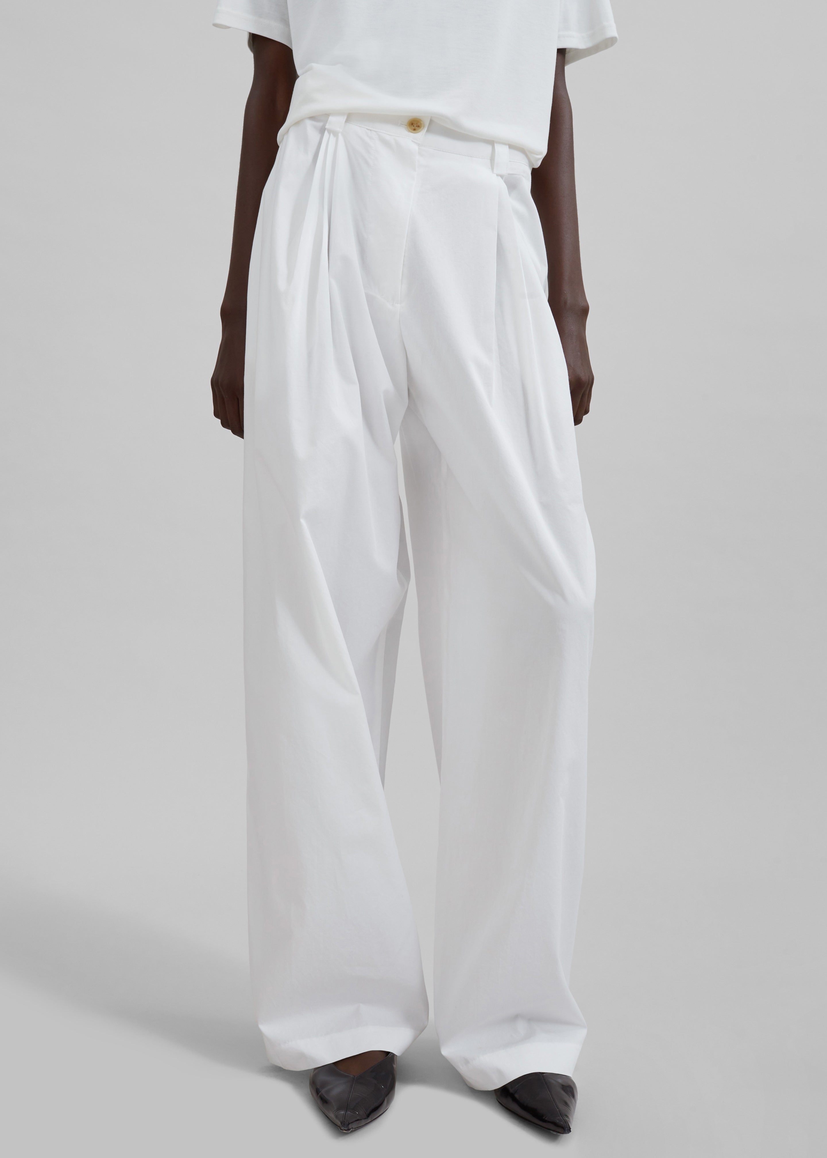 Lea Cotton Trousers - White - 1