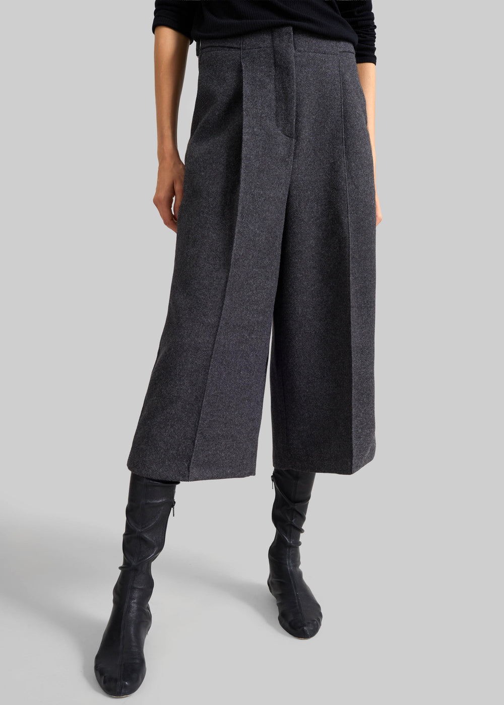 Leher Tailored Wool Culottes - Charcoal - 1