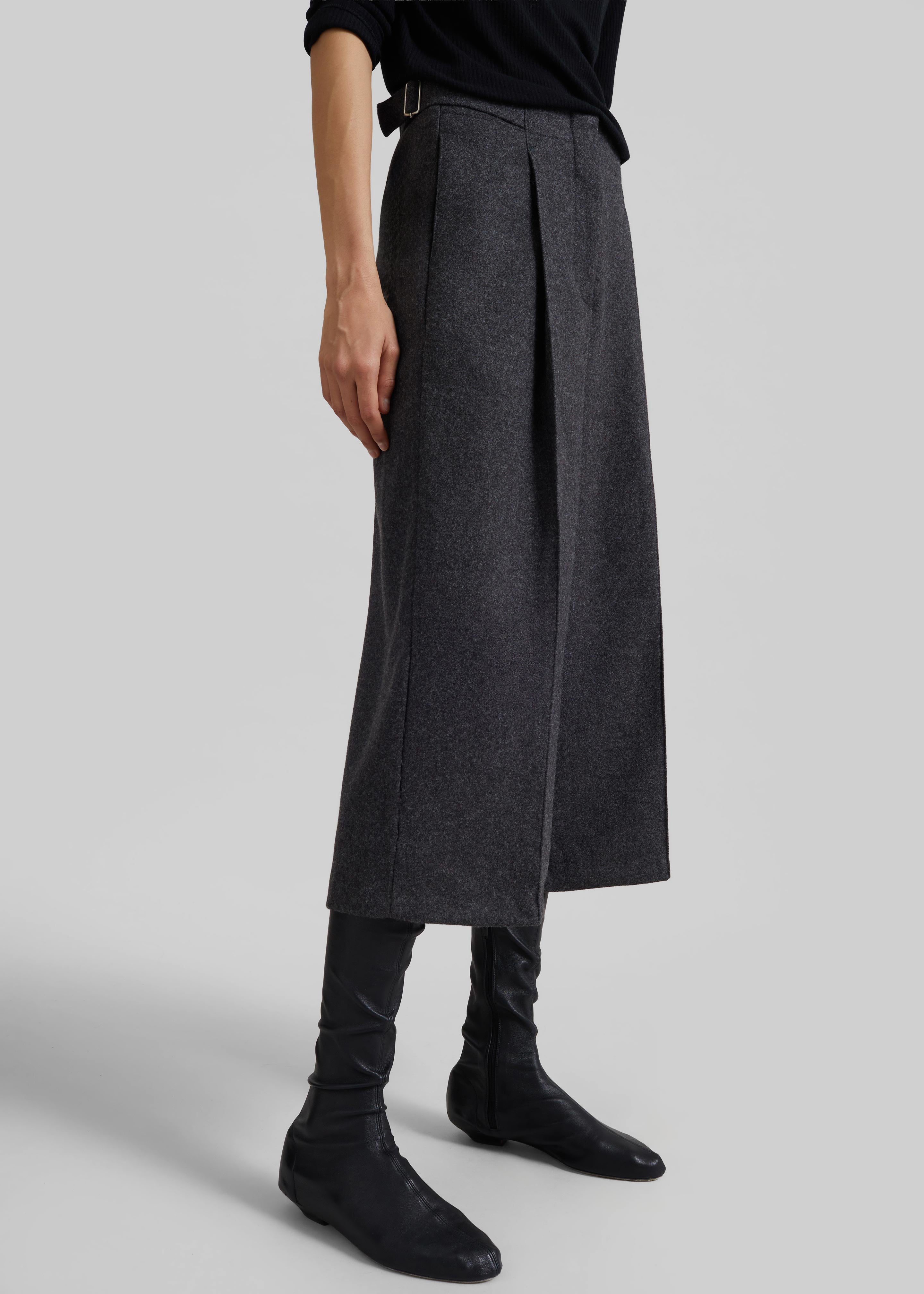 Leher Tailored Wool Culottes - Charcoal - 7
