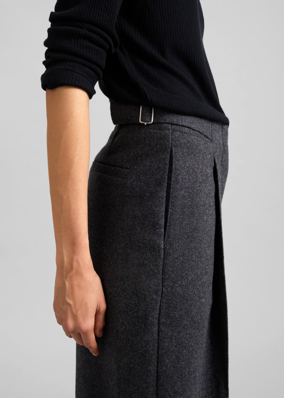 Leher Tailored Wool Culottes - Charcoal - 5