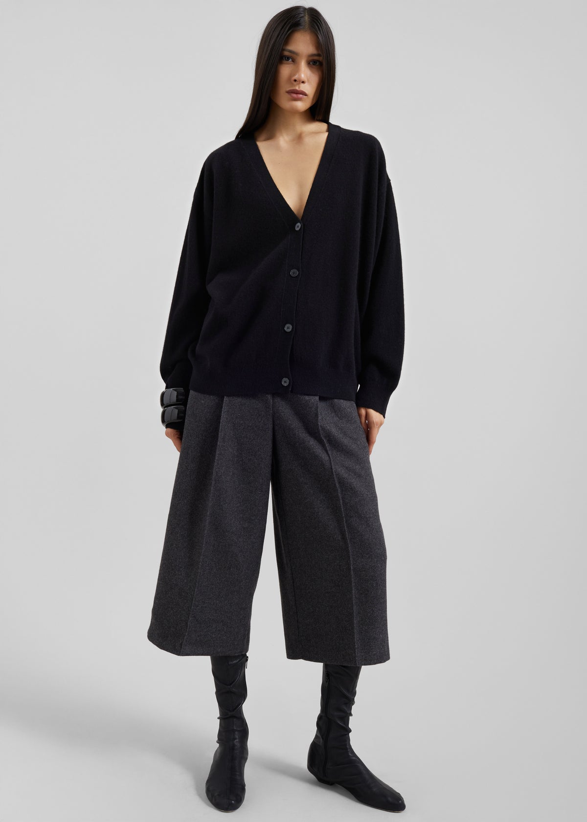 Leher Tailored Wool Culottes - Charcoal - 8