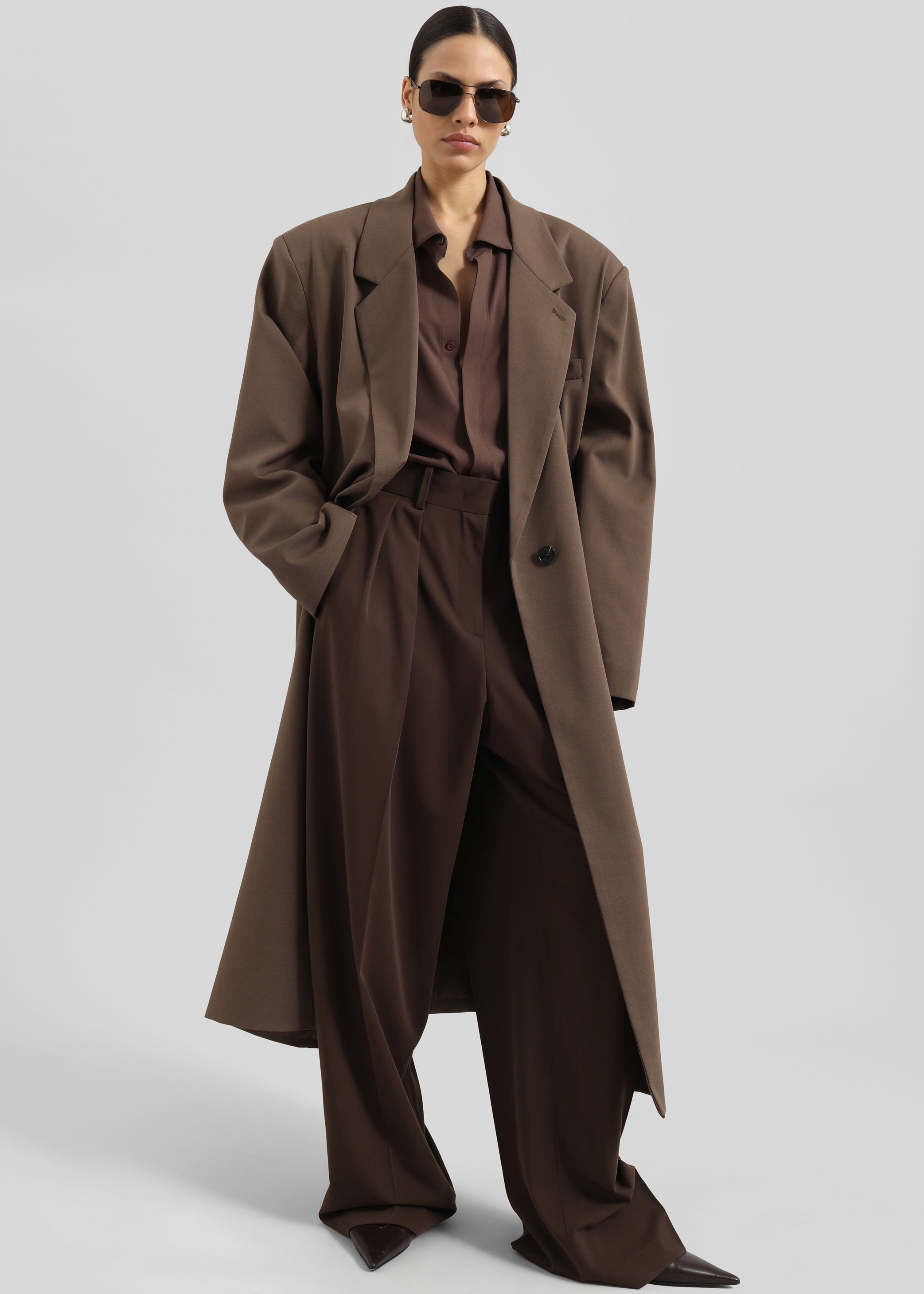 Shop the look image for Lehto Long Coat - Brown