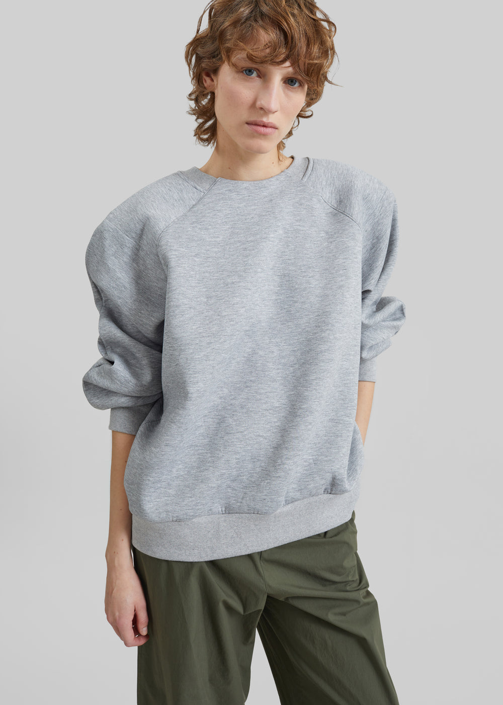 Leian Neoprene Padded Sweatshirt - Grey Melange