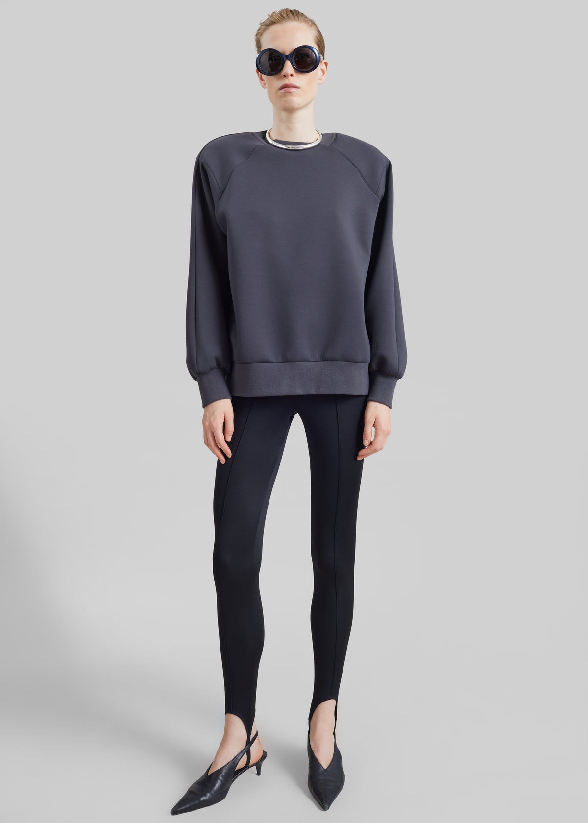Leian Neoprene Padded Sweatshirt - Grey Melange
