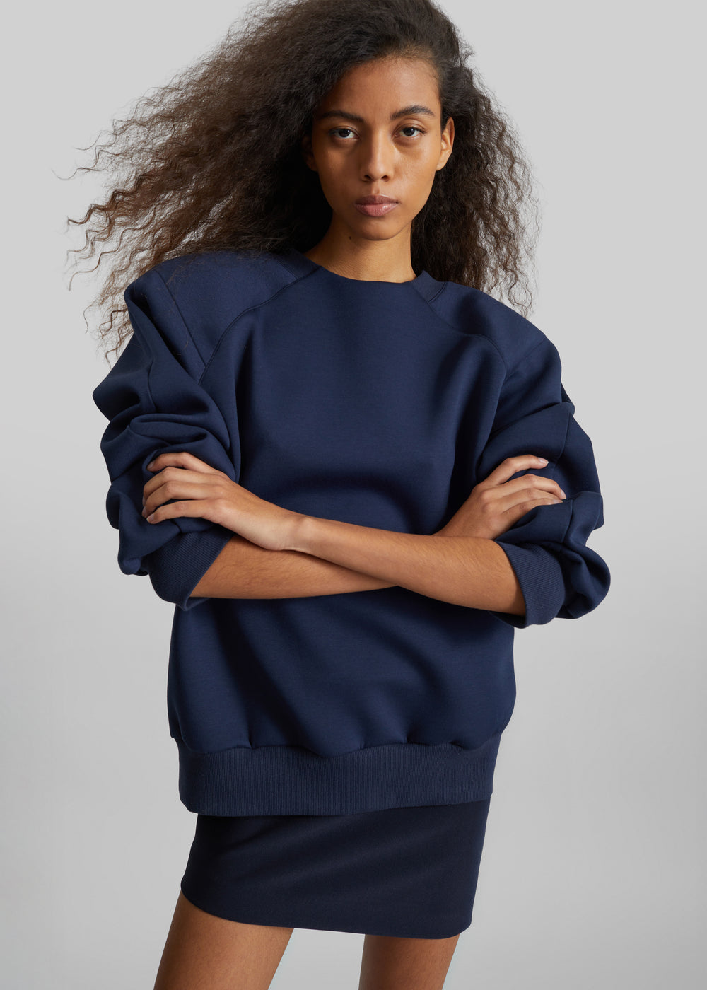 Leian Neoprene Padded Sweatshirt - Navy - 1