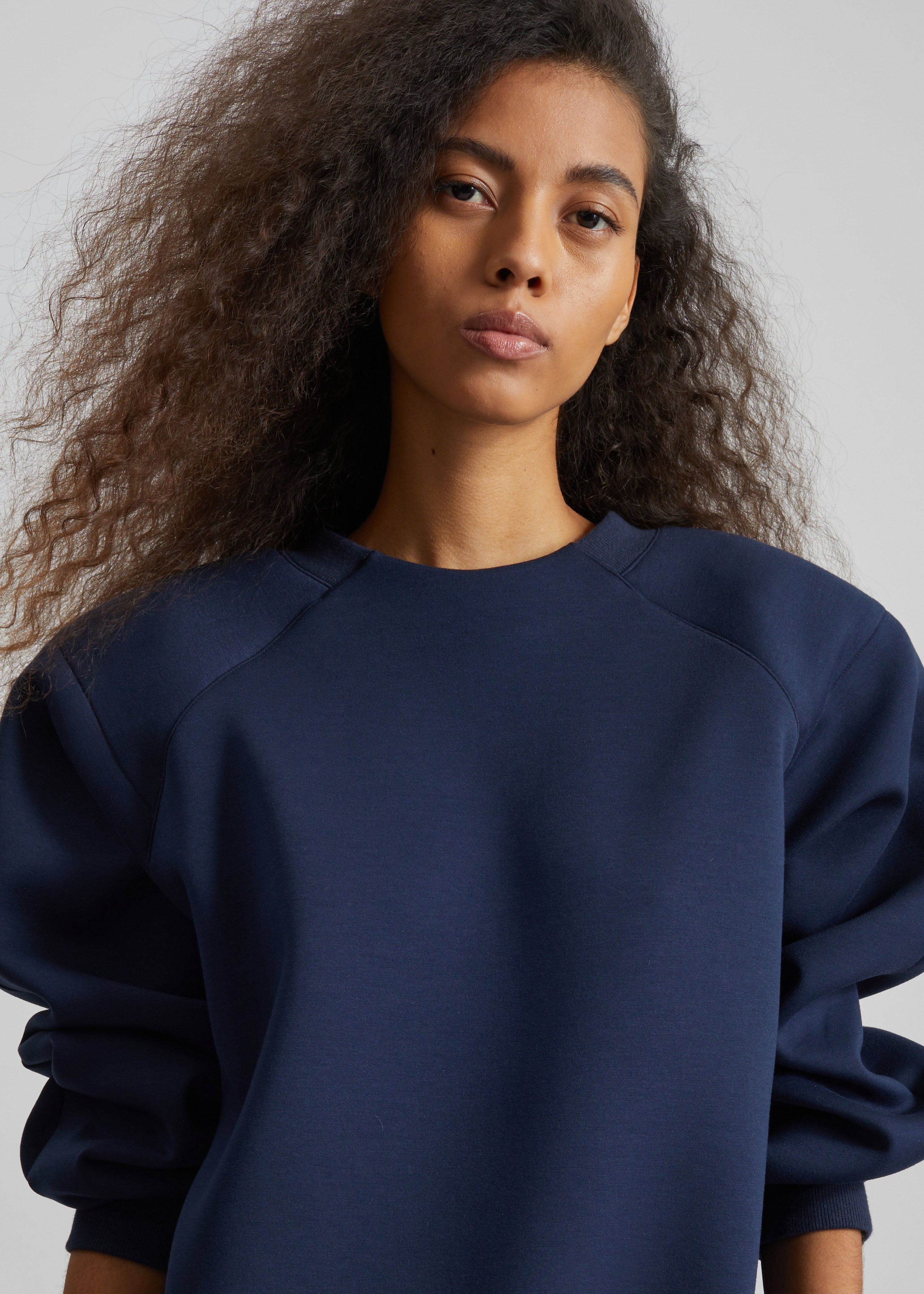 Leian Neoprene Padded Sweatshirt - Navy - 3