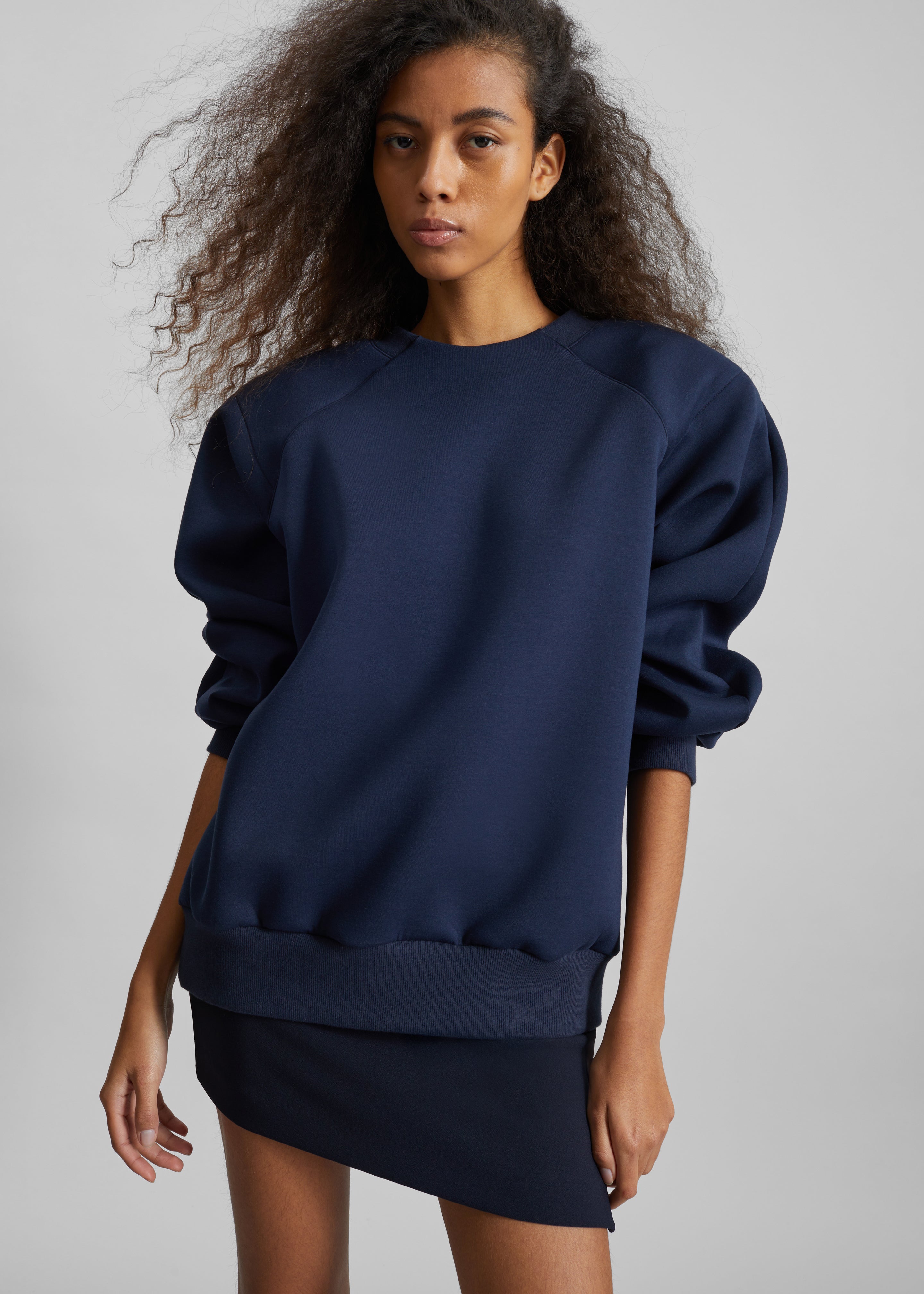 Leian Neoprene Padded Sweatshirt - Navy - 5