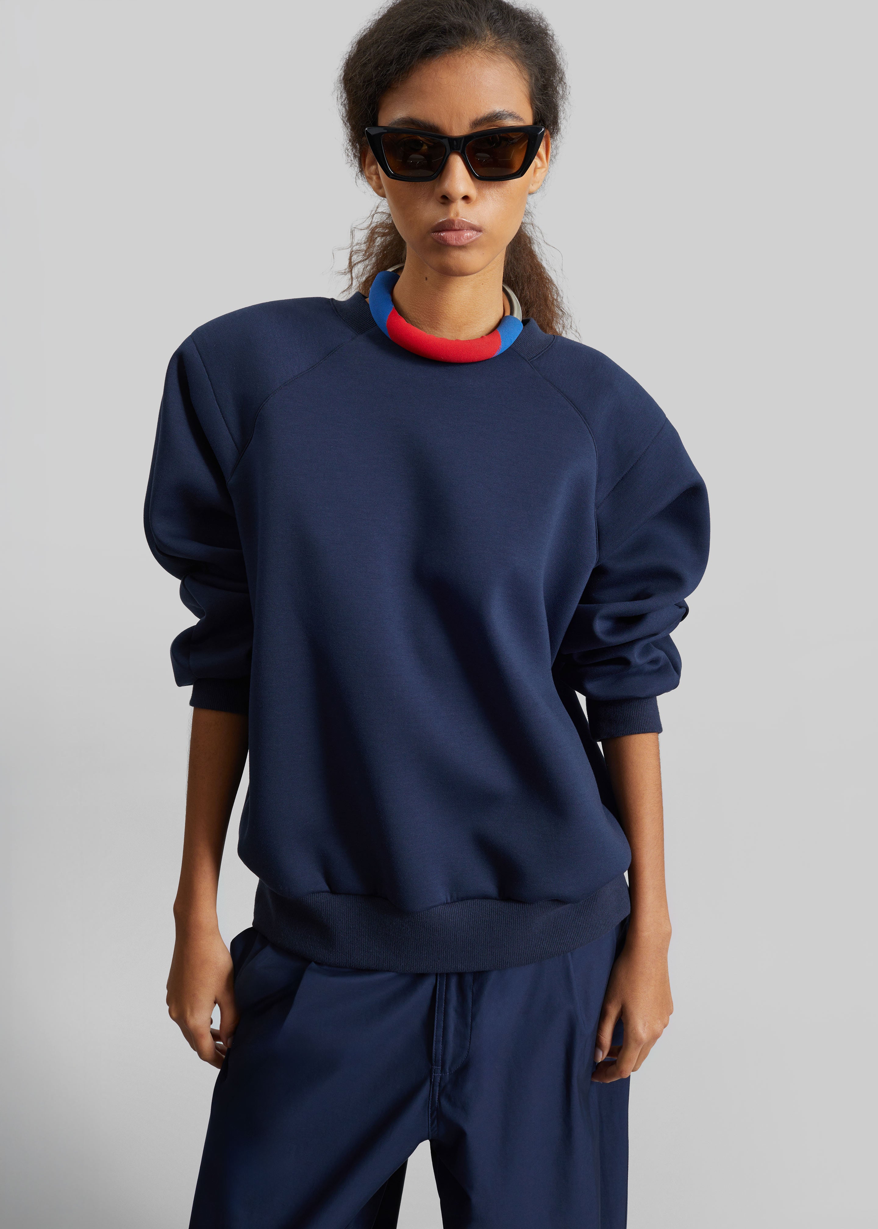 Leian Neoprene Padded Sweatshirt - Navy - 1