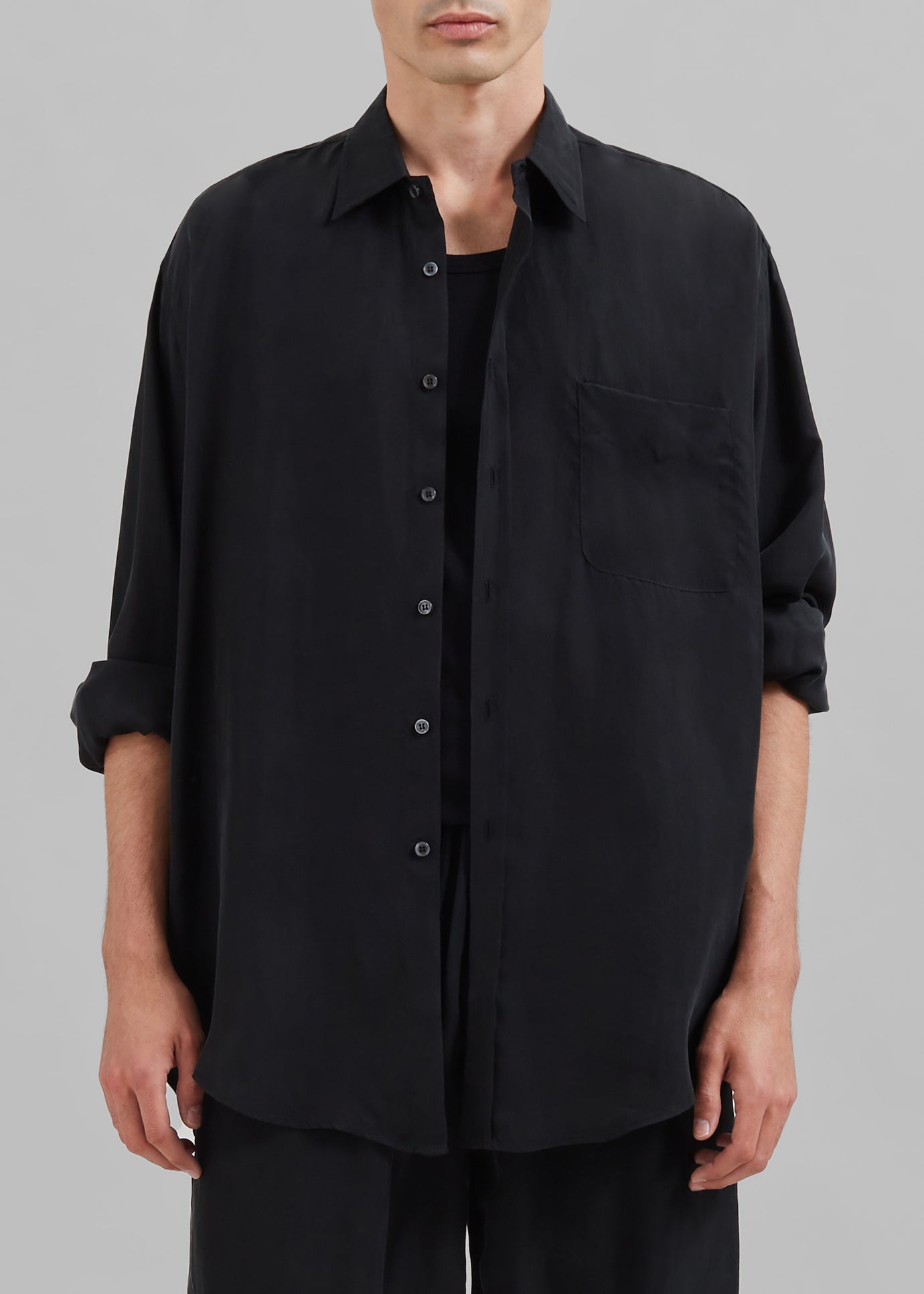 Leland Silky Shirt - Black - 1