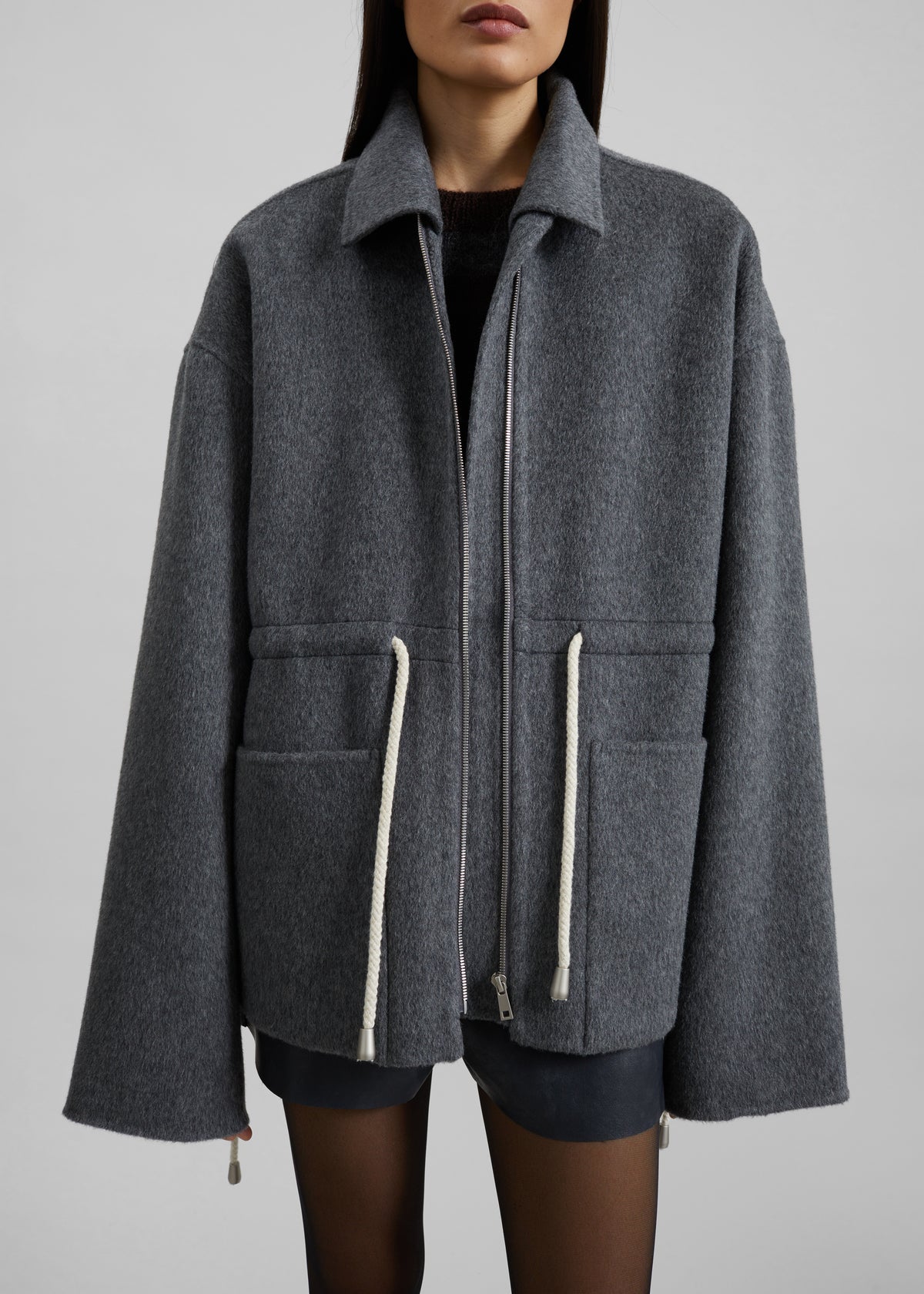 Lemvig Wool Drawstring Jacket - Grey - 6