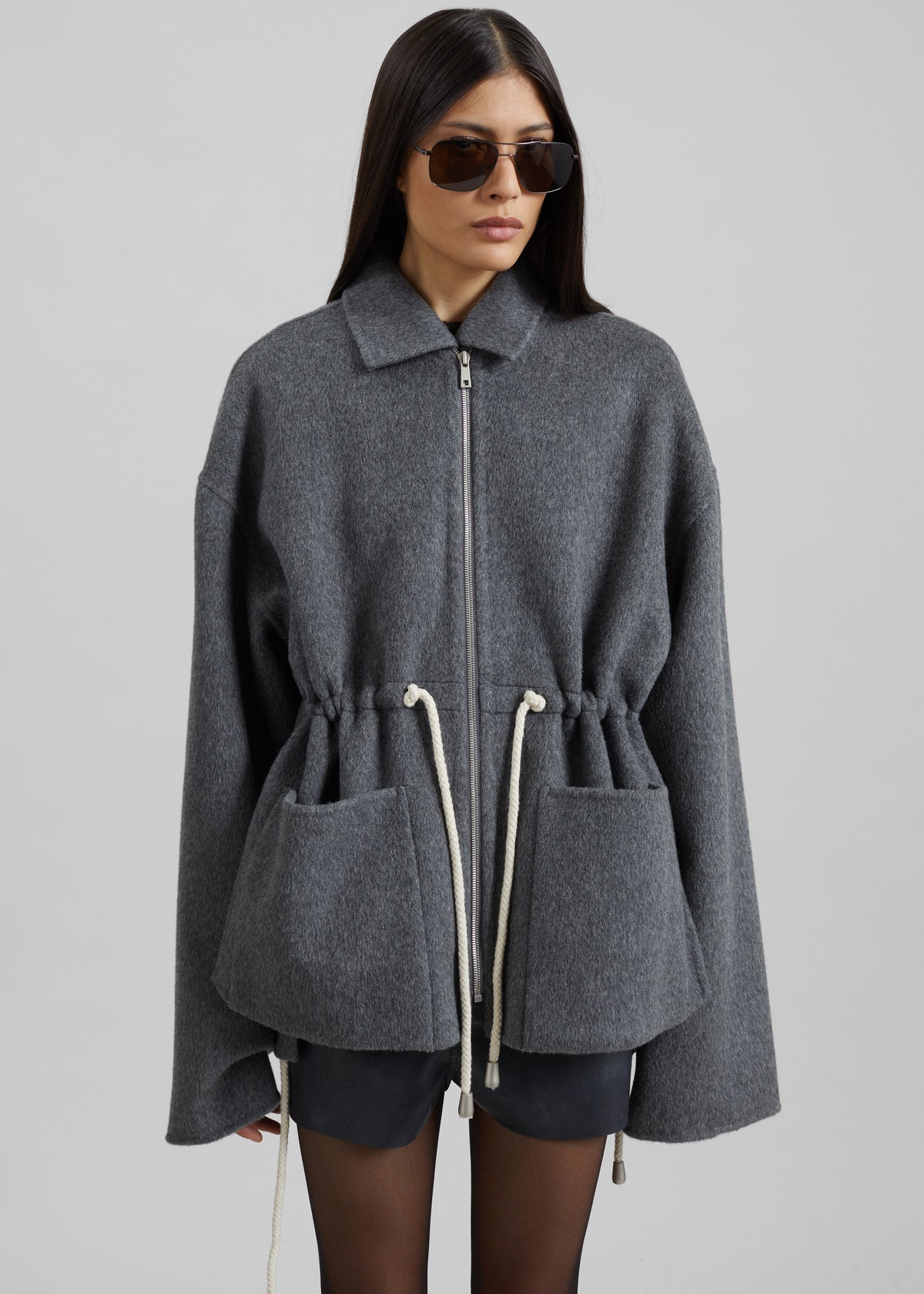 Lemvig Wool Drawstring Jacket - Grey - 5