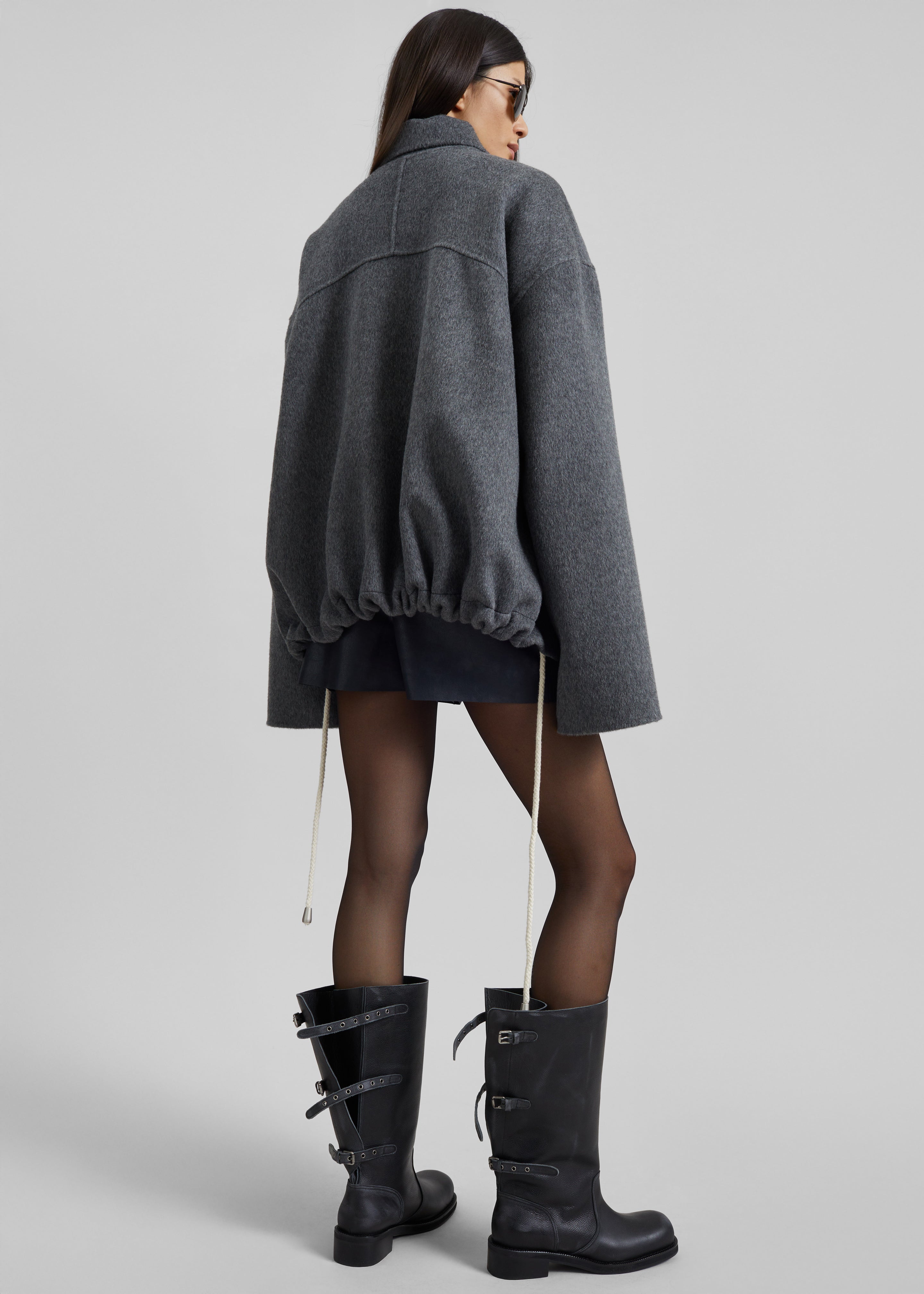 Lemvig Wool Drawstring Jacket - Grey - 2