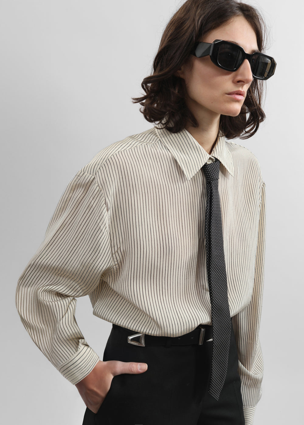 Lene Dotted Jacquard Tie - Black/White