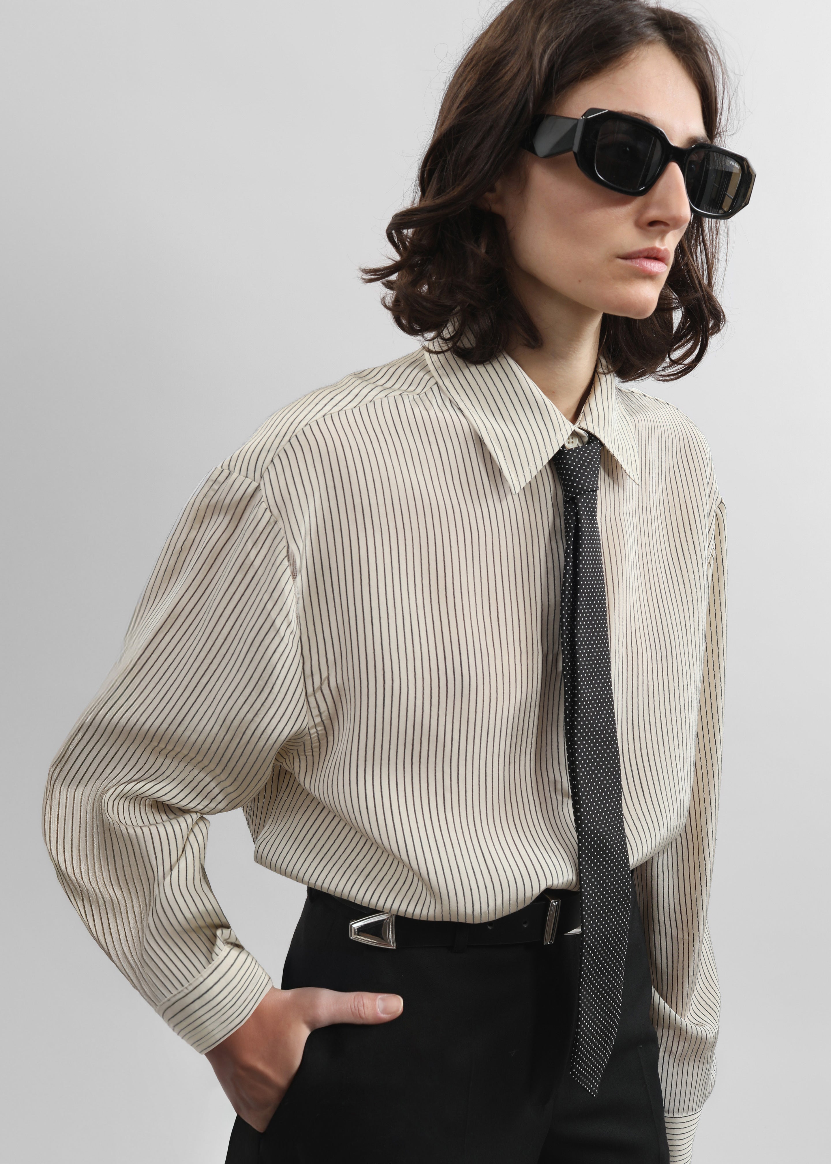 Lene Dotted Jacquard Tie - Black/White - 1