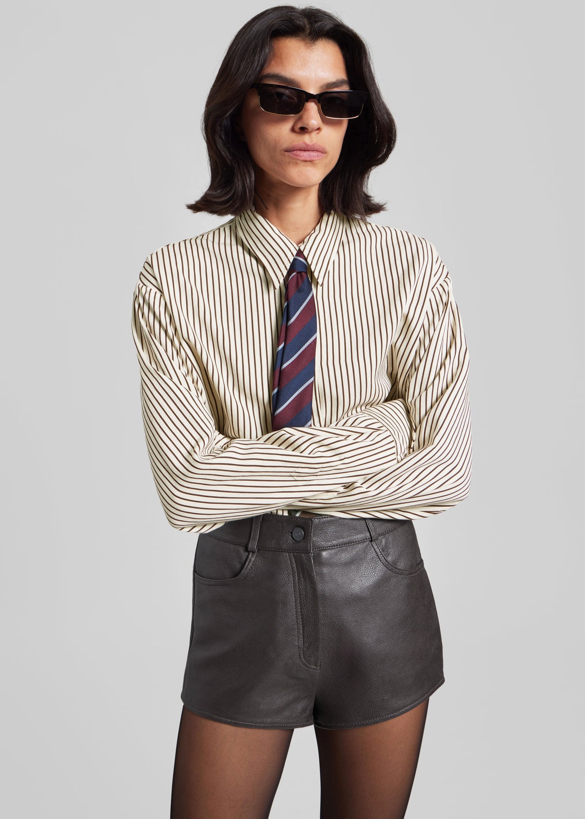 Lene Striped Tie - Burgundy - 4