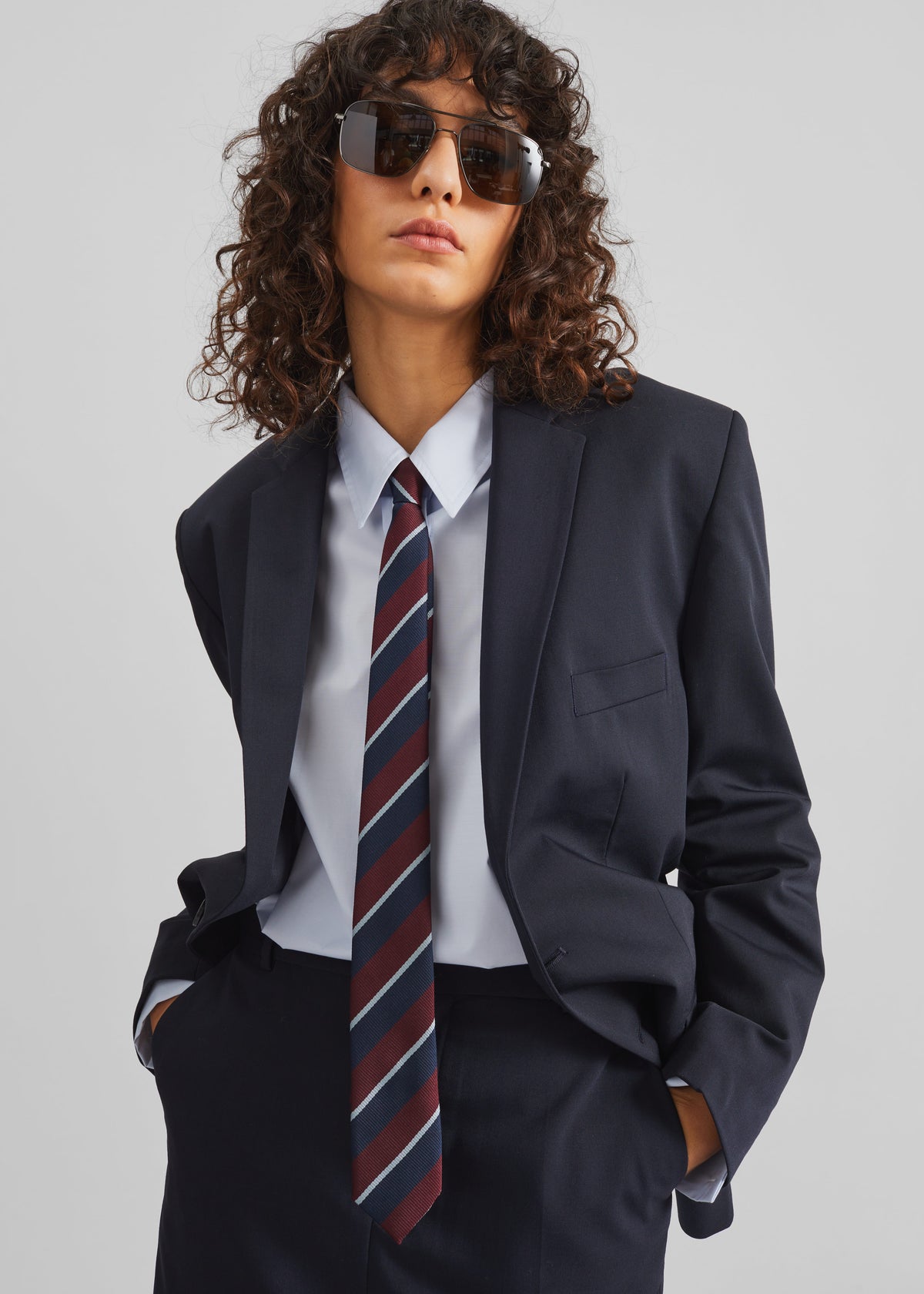 Lene Striped Tie - Burgundy - 7