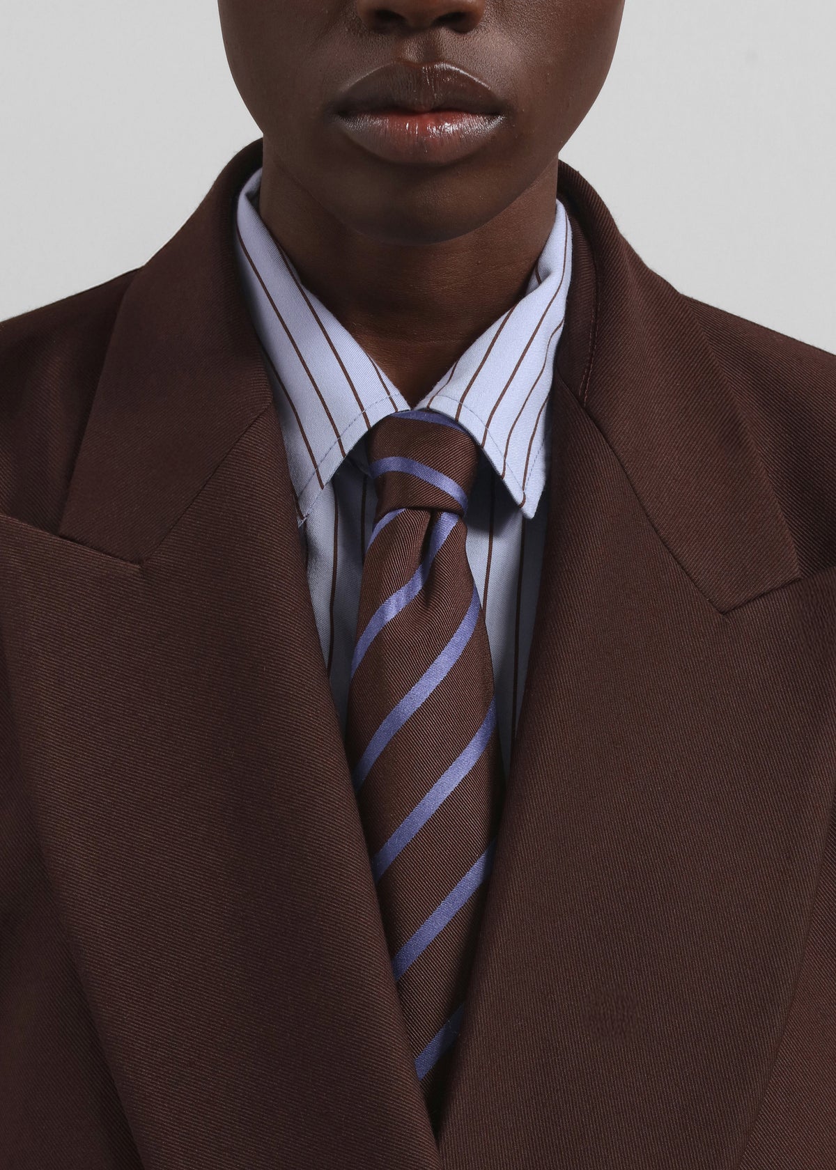 Lene Striped Tie - Brown - 1