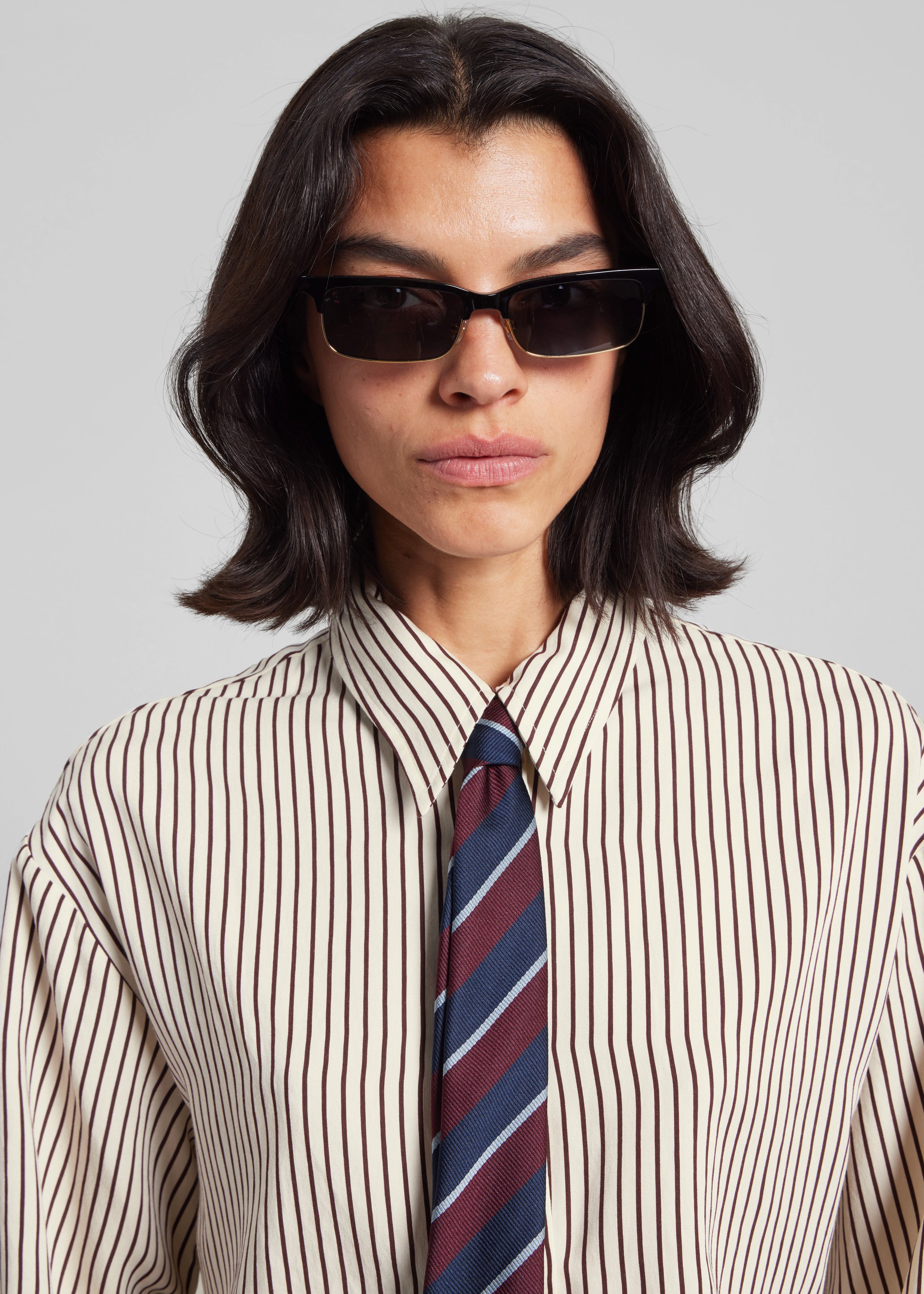 Lene Striped Tie - Burgundy - 5