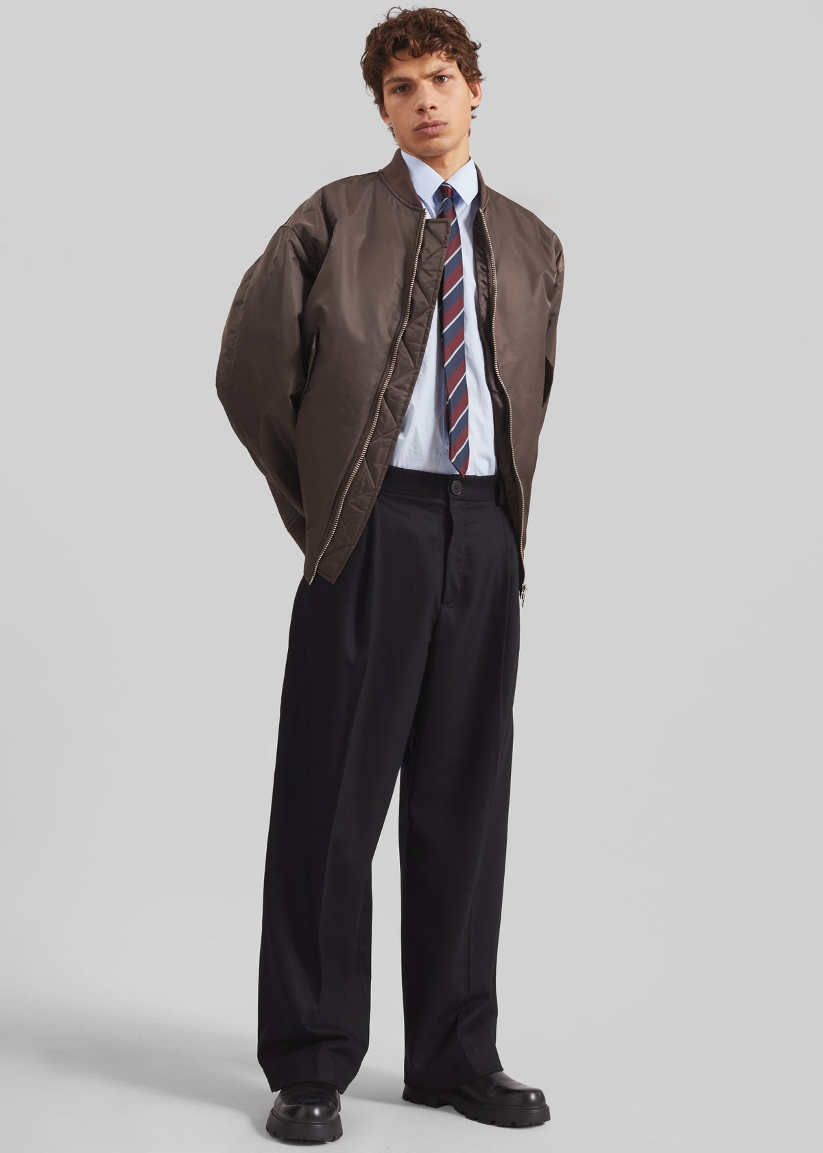 Lene Striped Tie - Burgundy - 9 - [gender-male]