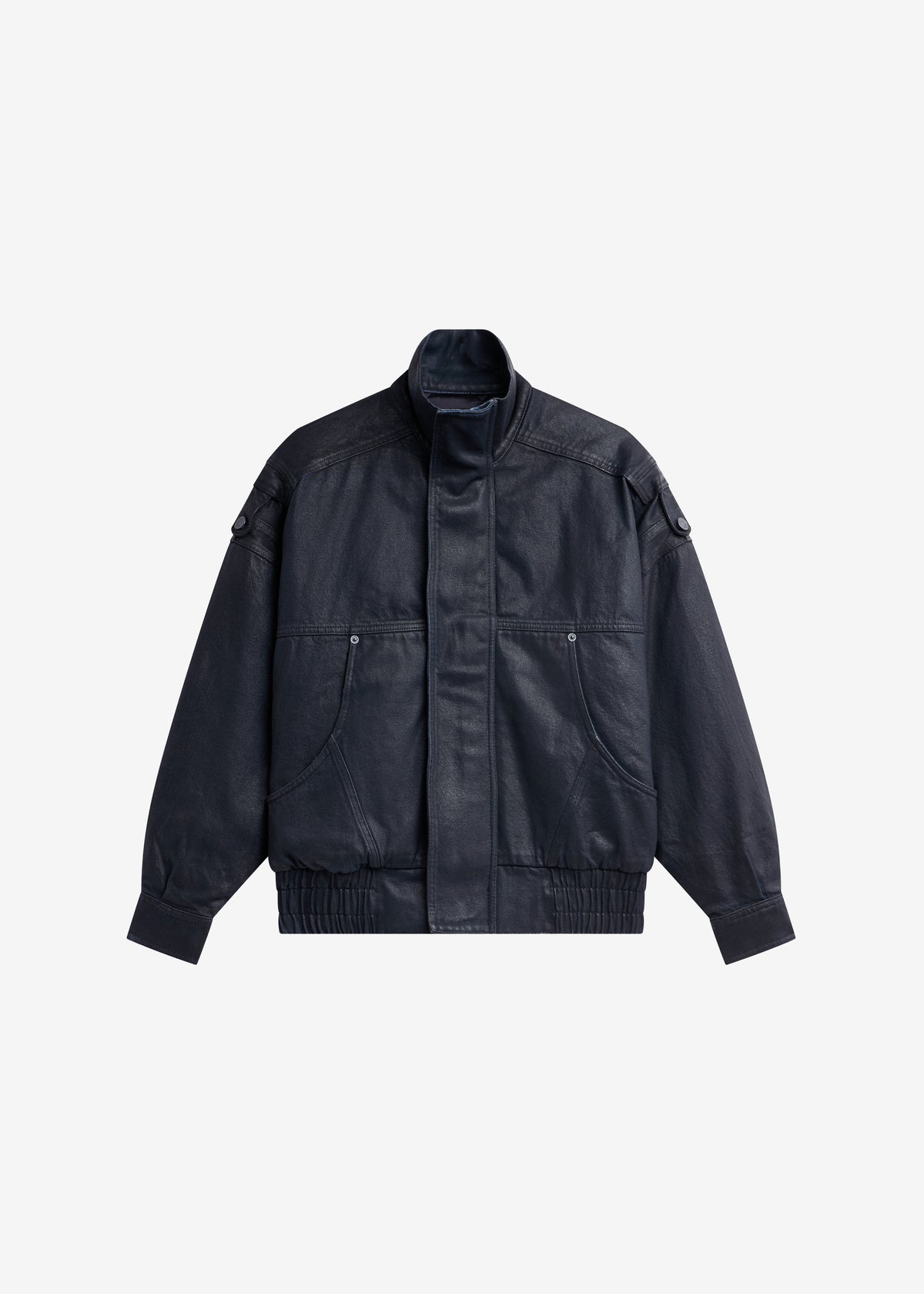 Lenea Coated Denim Batwing Sleeve Jacket - Black