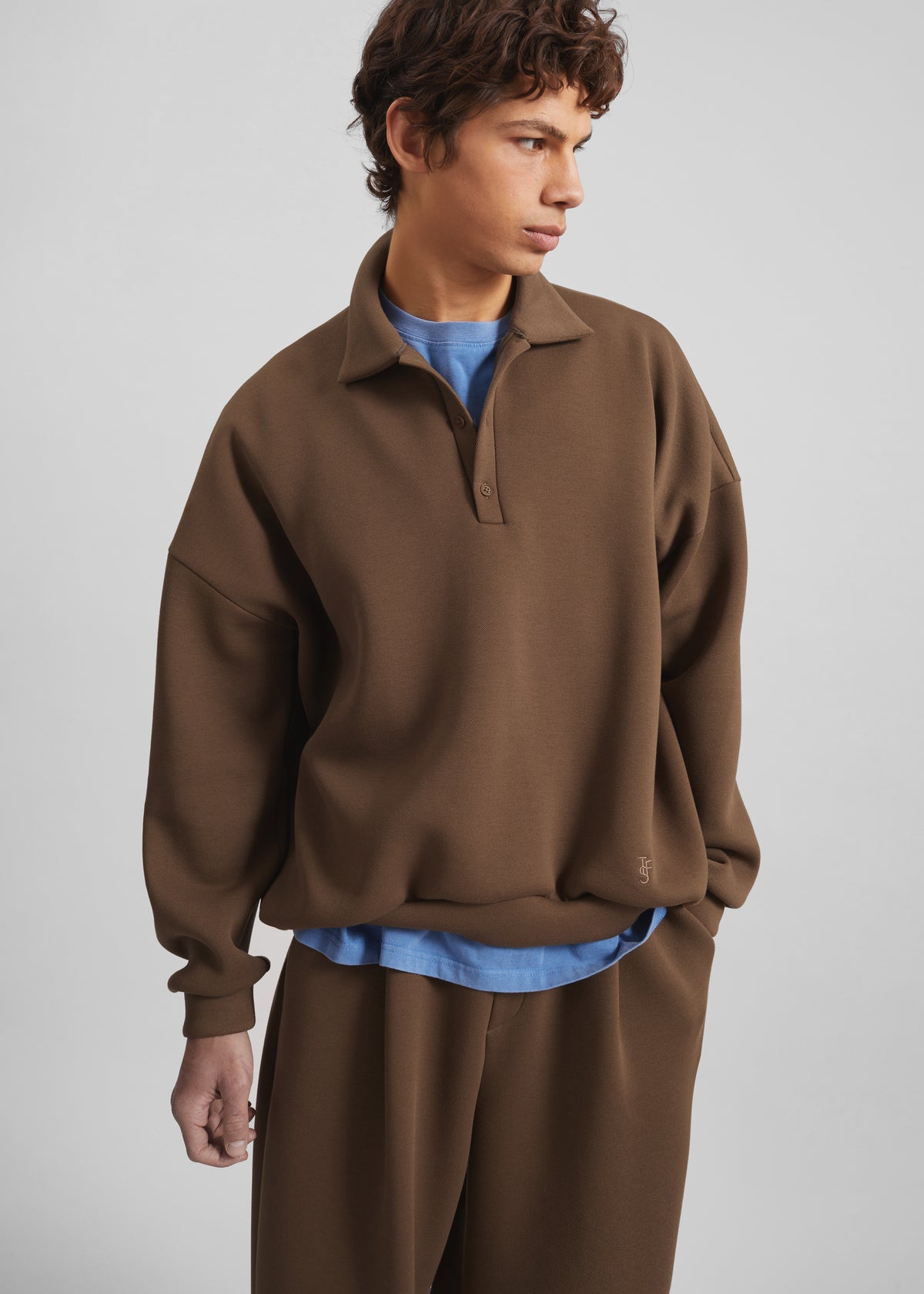 Lenham Polo Sweatshirt - Dark Camel - 2