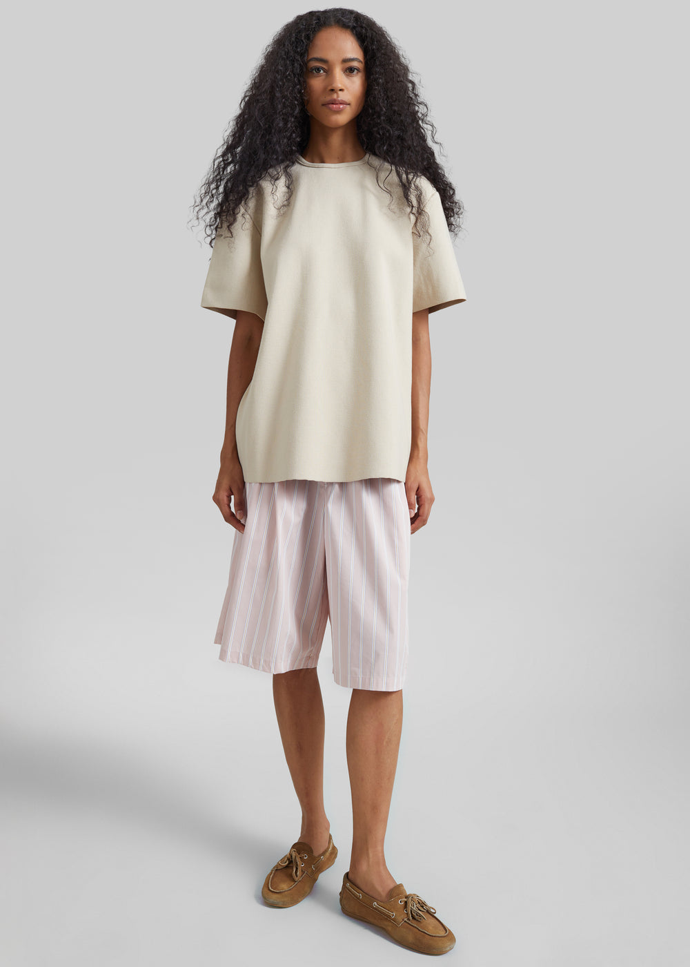 Leni Knit Oversized Top - Beige - 1
