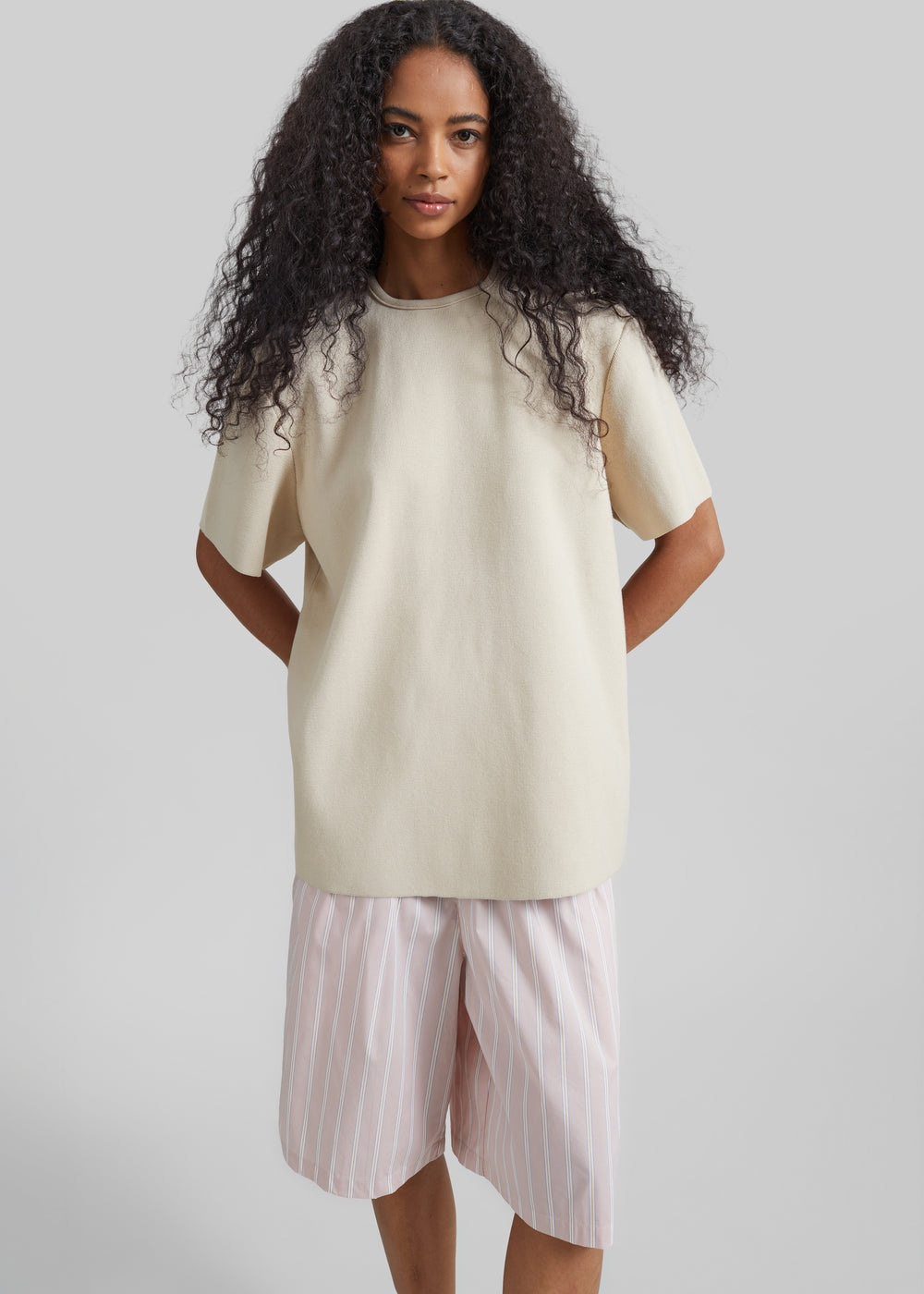 Leni Knit Oversized Top - Beige