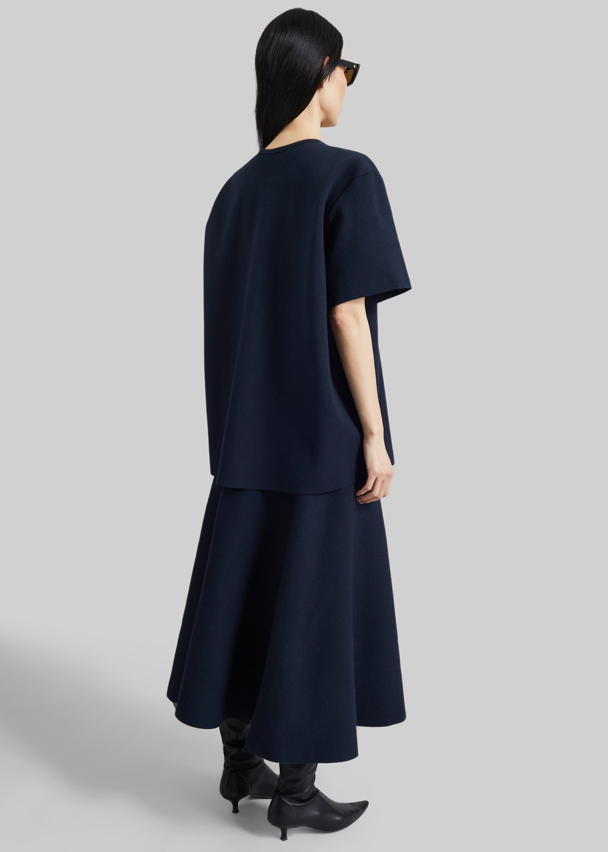 Leni Knit Oversized T-Shirt - Navy - 5
