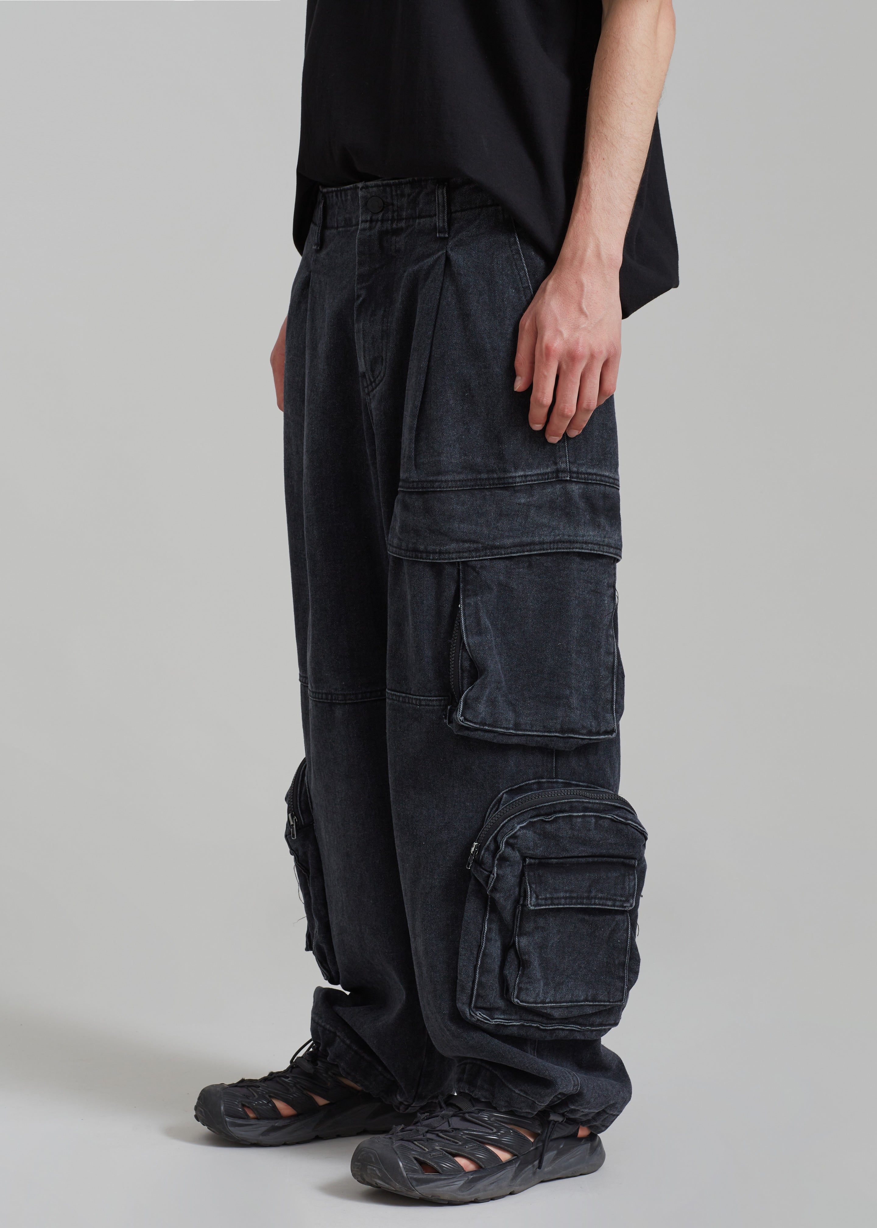 Lenny Cargo Jeans - Black Washed - 10 - Lenny Cargo Jeans - Black Washed [gender-male]