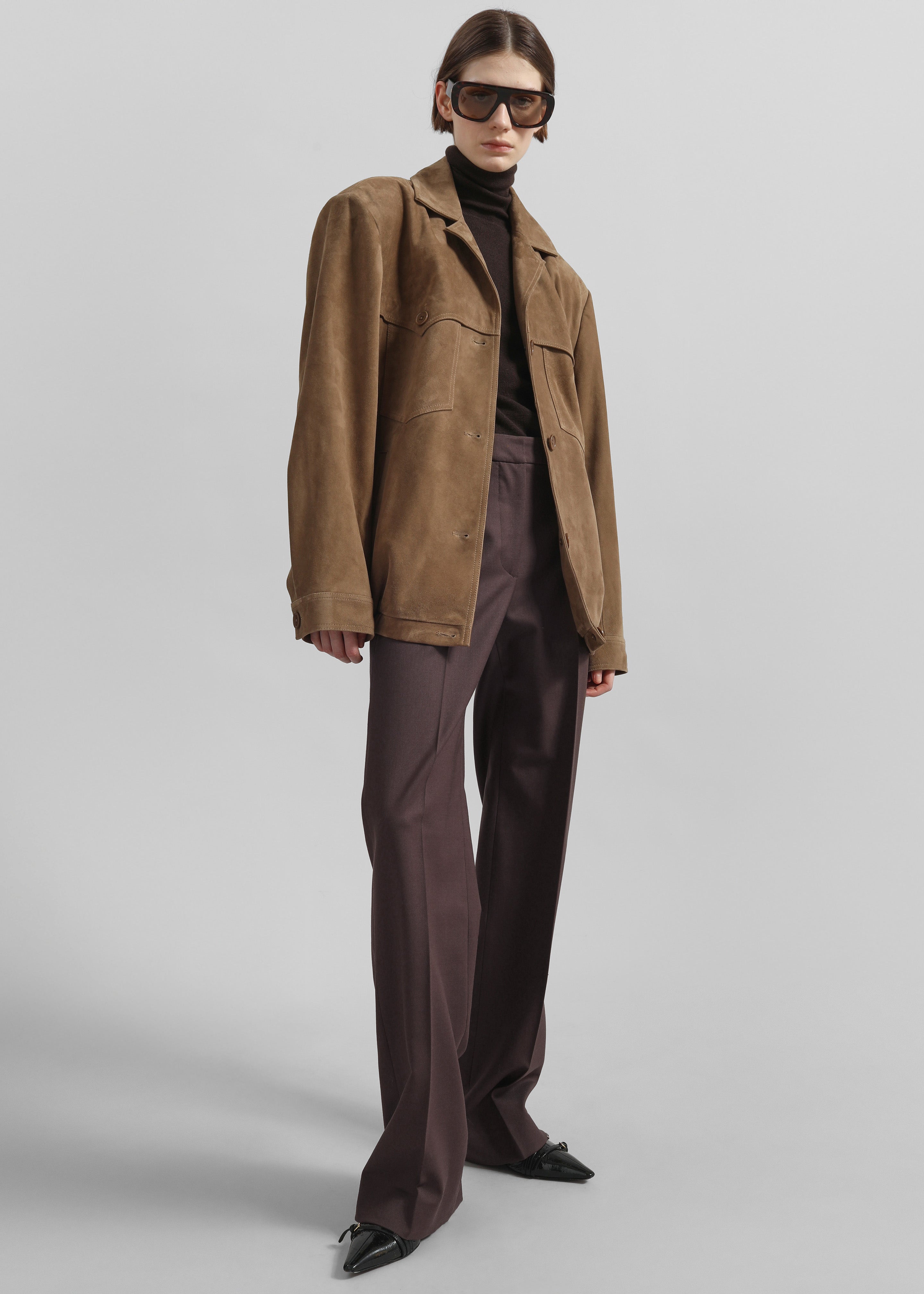 Lenora Straight Trousers - Brown - 7