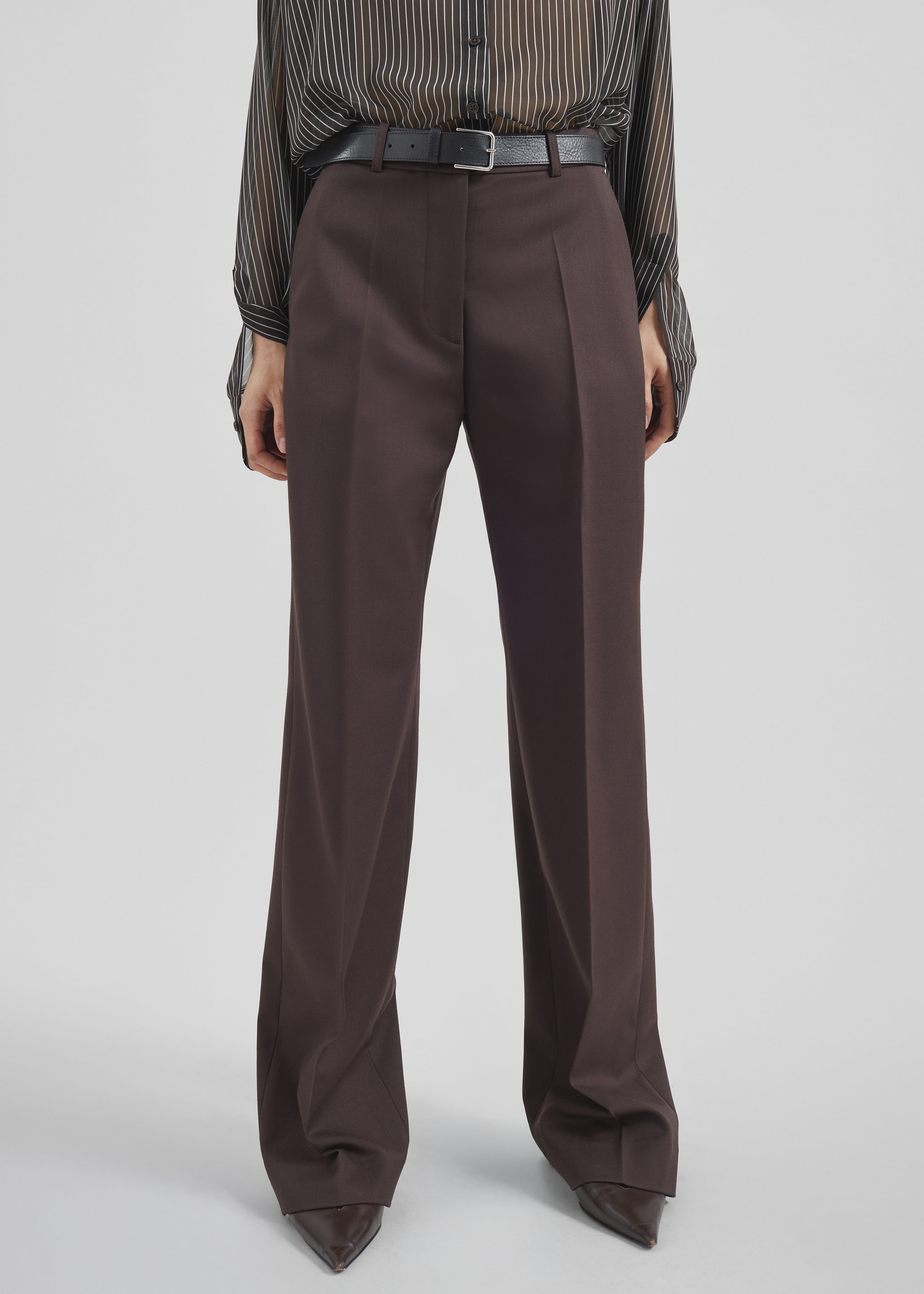 Lenora Straight Trousers - Brown - 3
