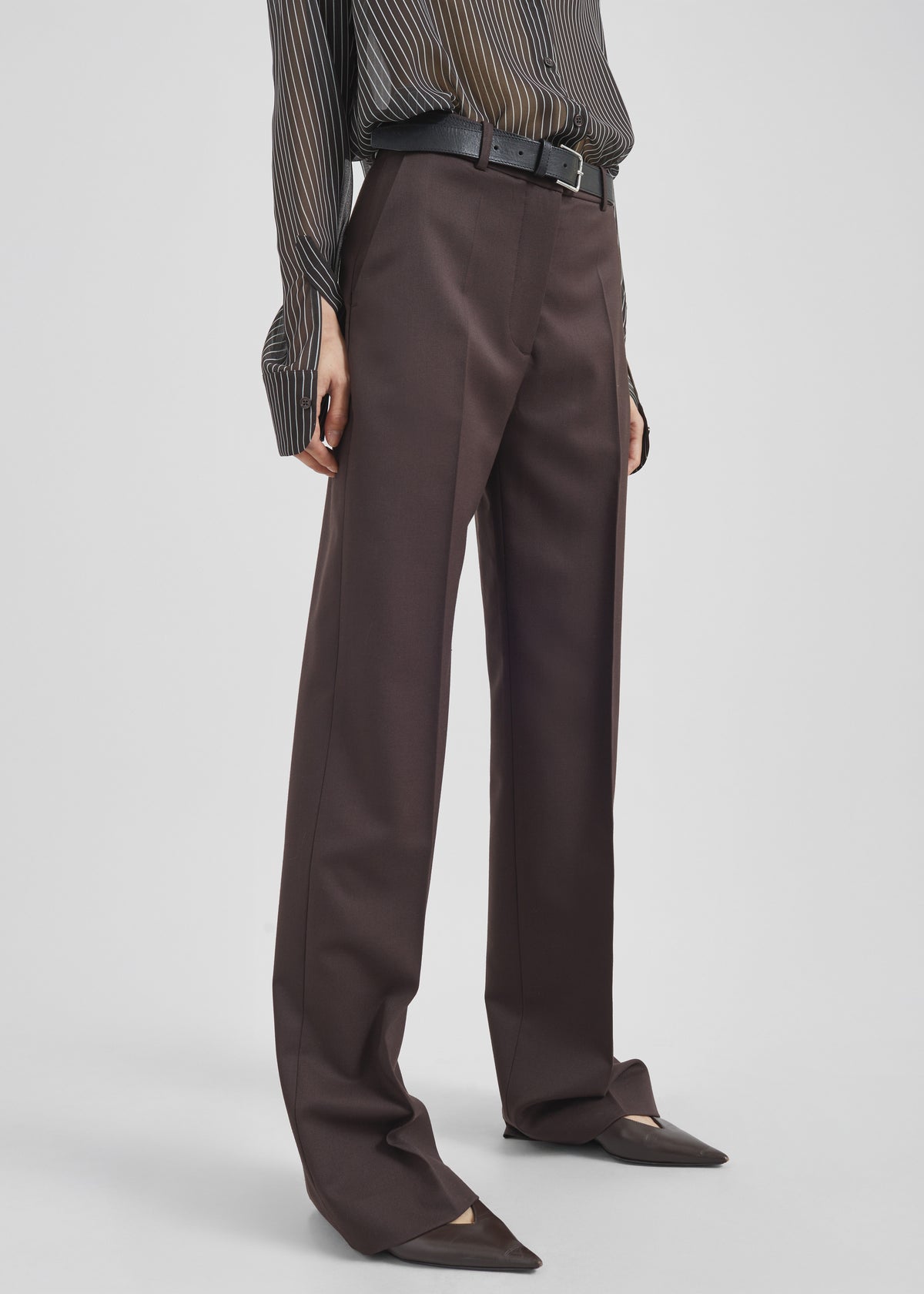 Lenora Straight Trousers - Brown - 1