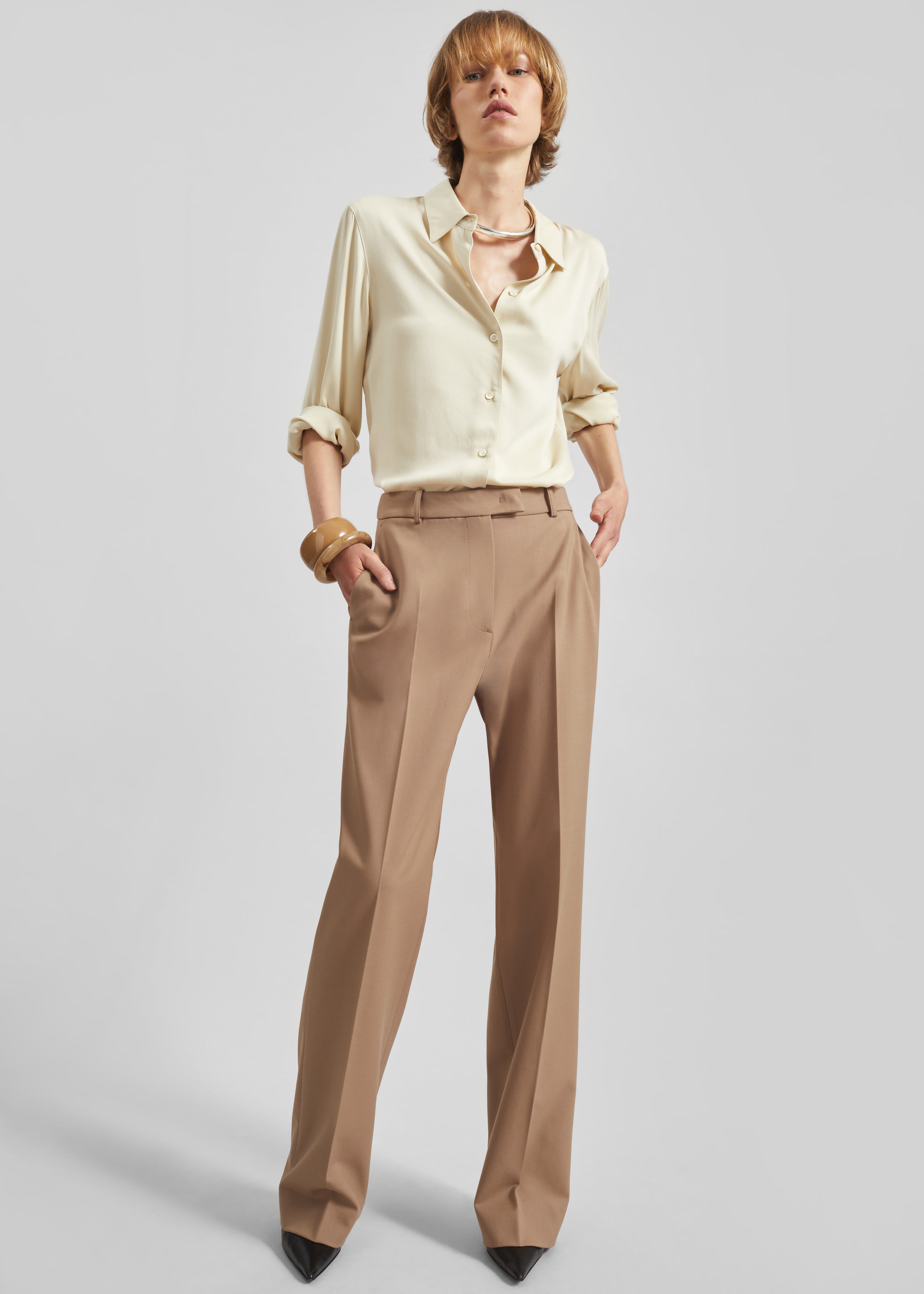 Lenora Straight Trousers - Camel - 3