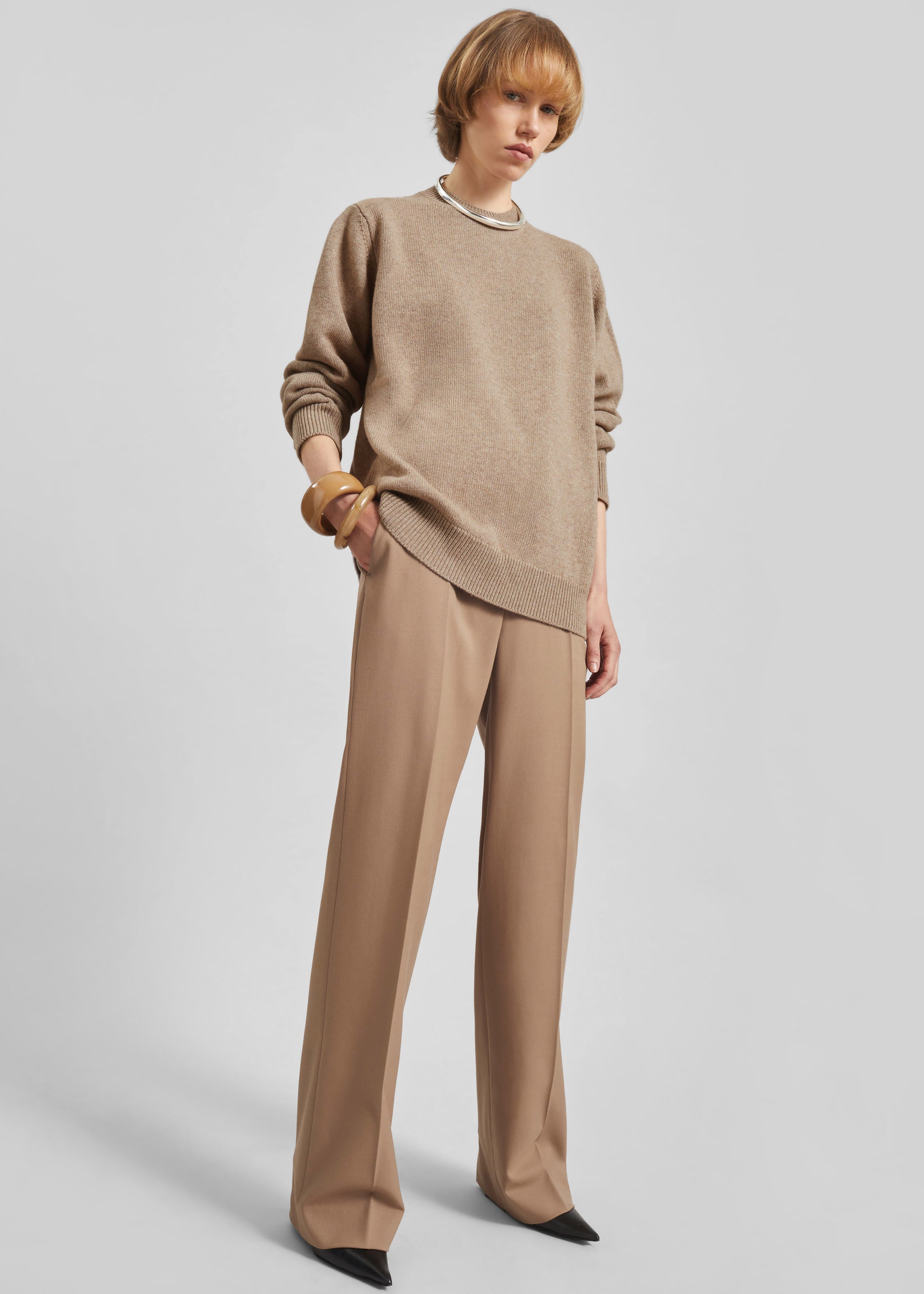 Shop the look image for Lenora Straight Trousers - Camel