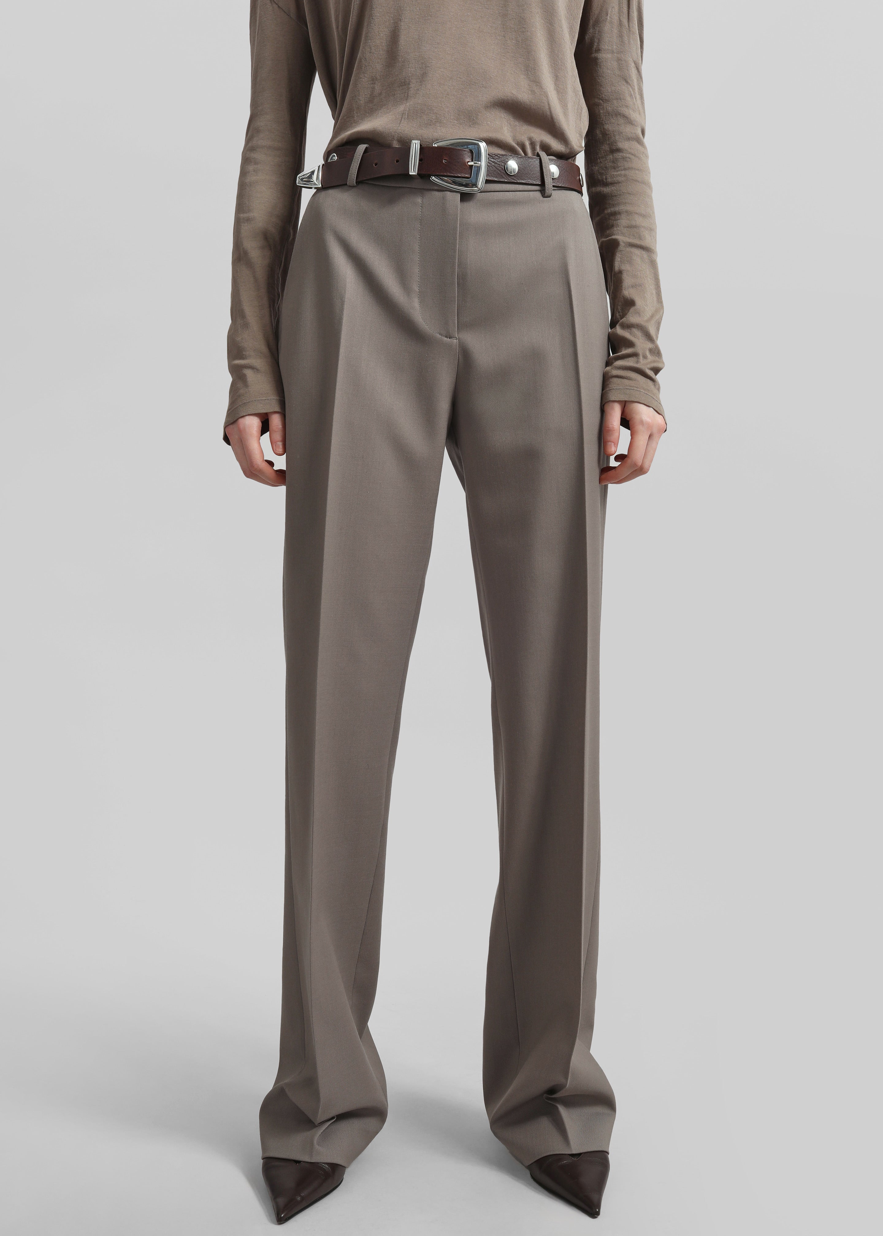 Lenora Straight Trousers - Taupe - 1
