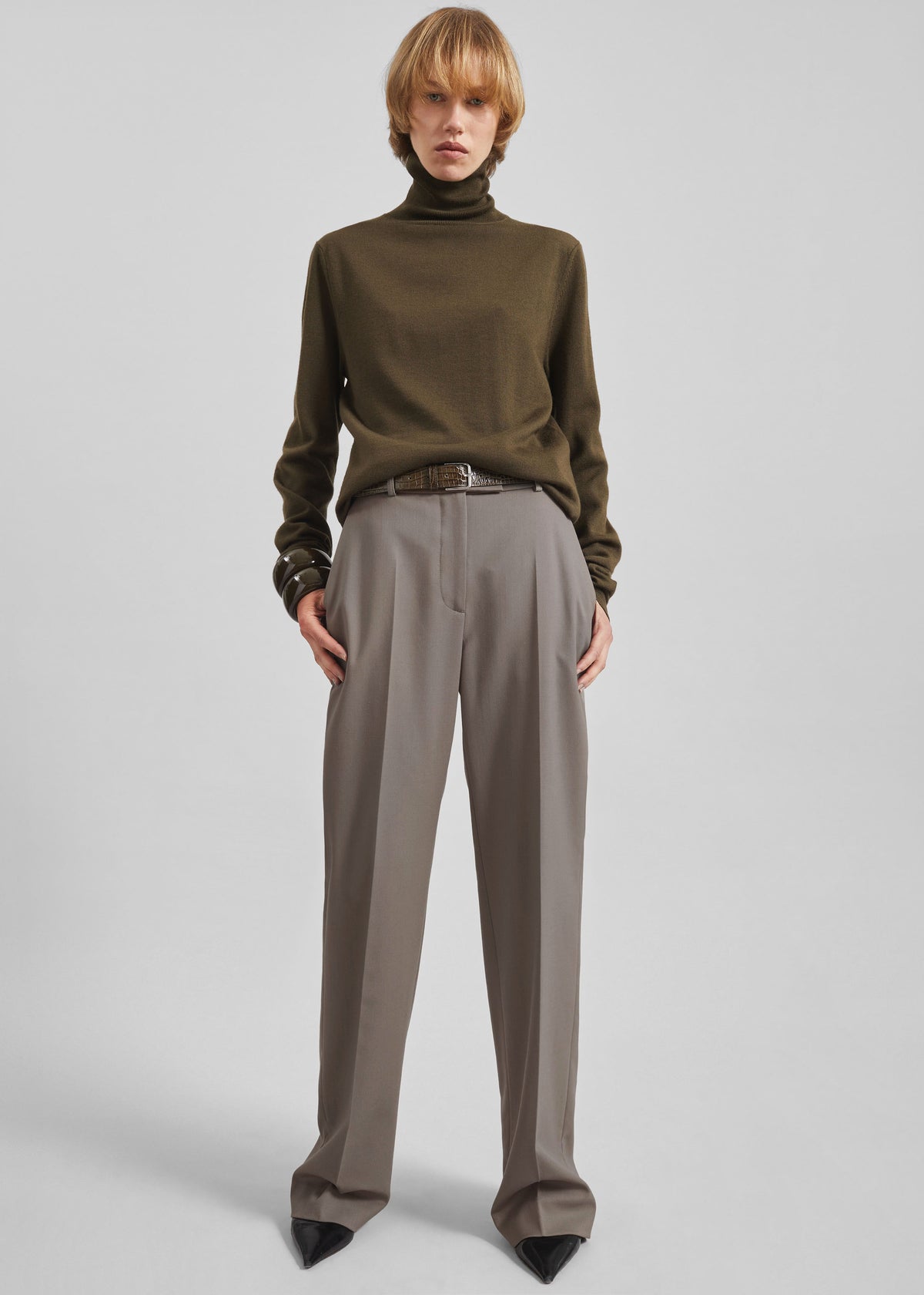 Lenora Straight Trousers - Taupe - 8