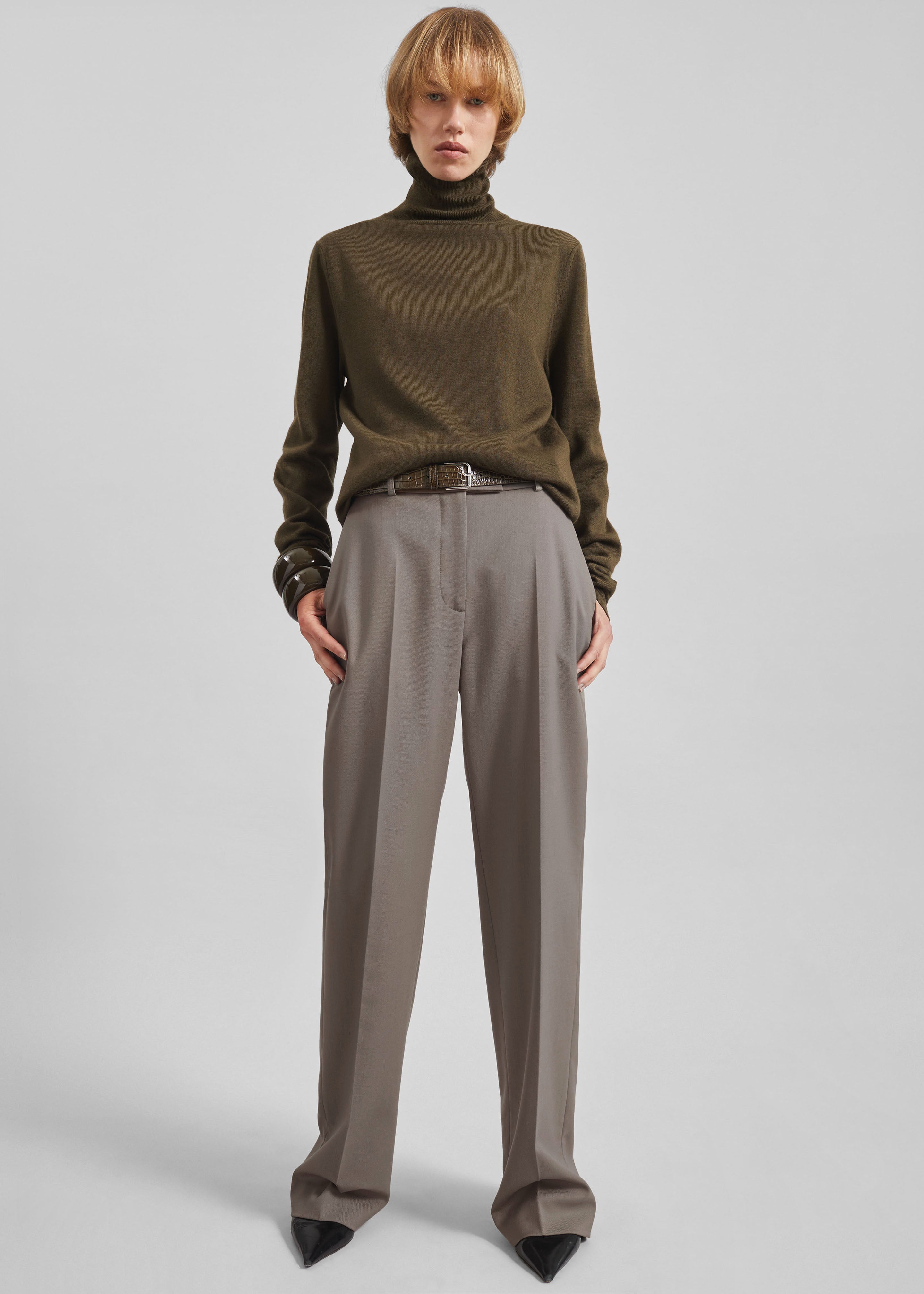 Lenora Straight Trousers - Taupe - 8