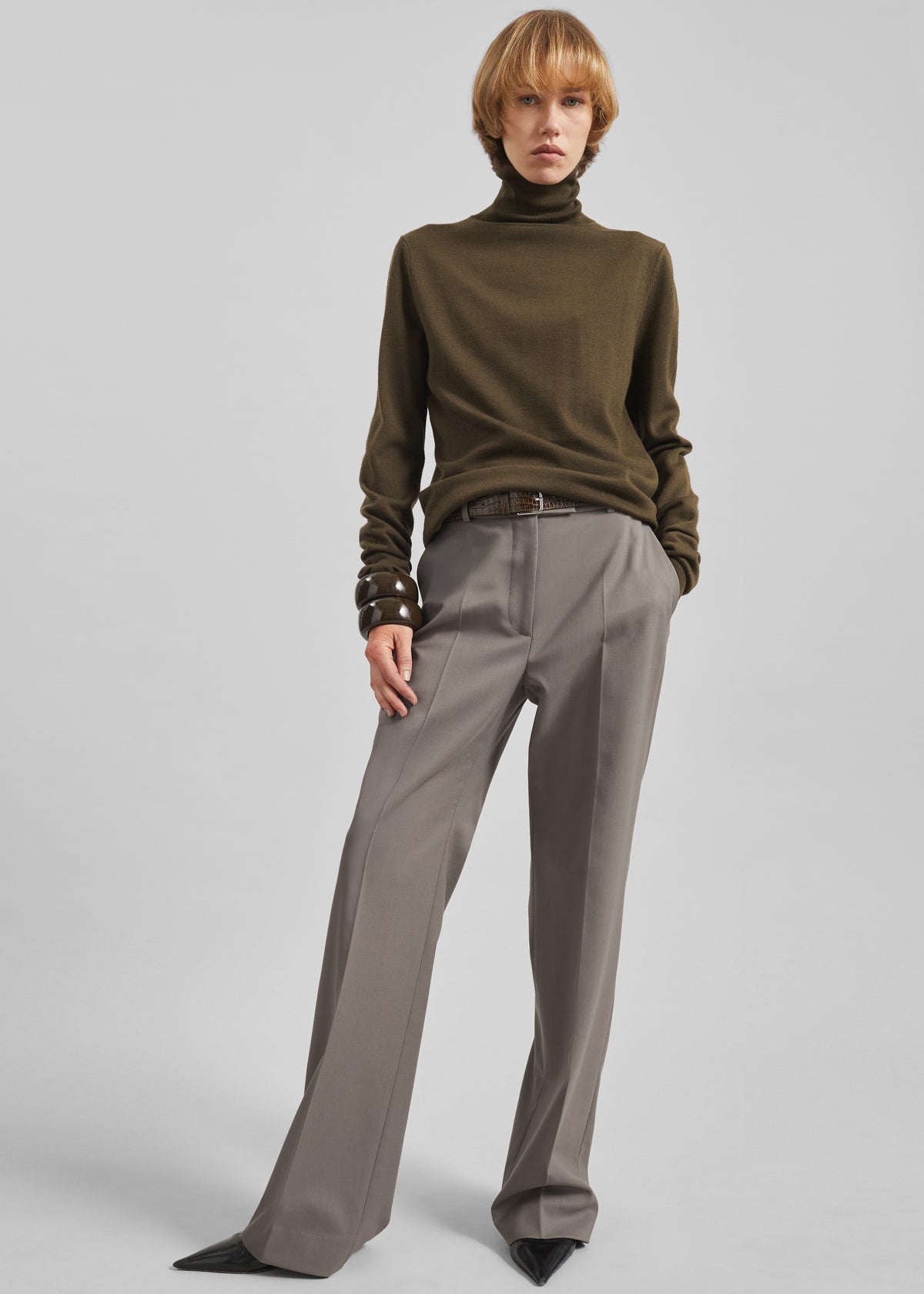 Lenora Straight Trousers - Taupe - 2