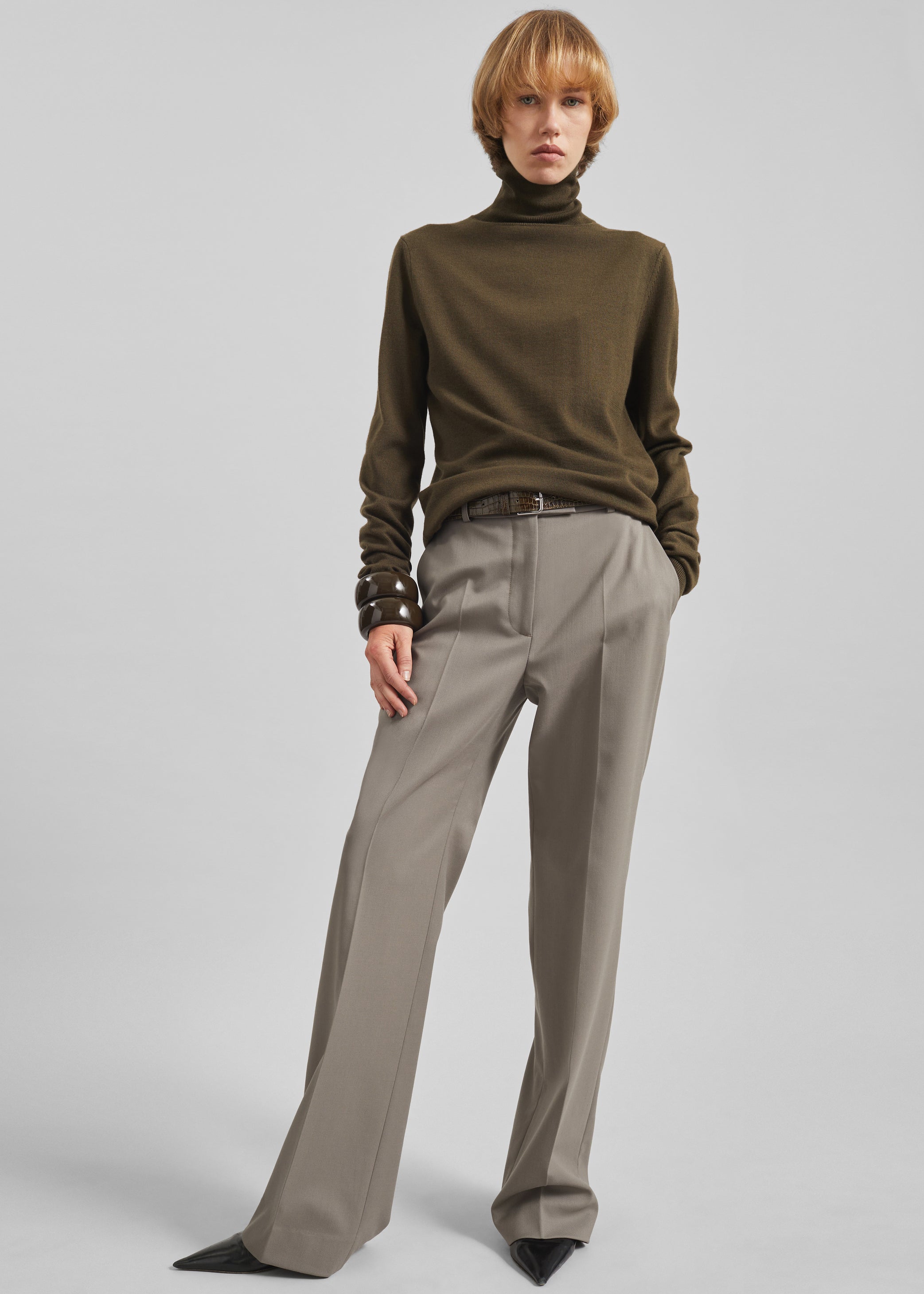 Shop the look image for Lenora Straight Trousers - Taupe