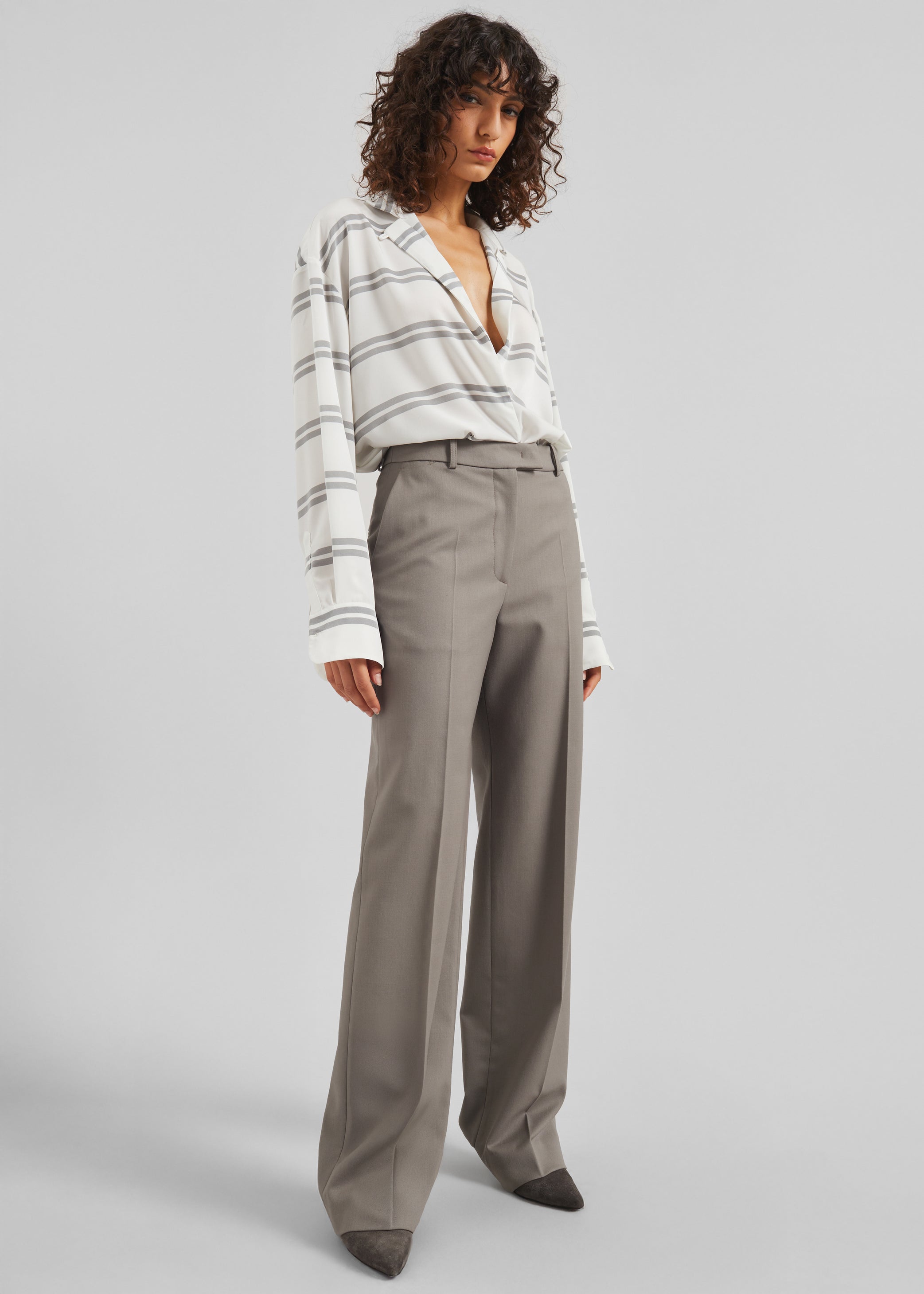 Shop the look image for Oletta Blouse - White/Grey Stripe