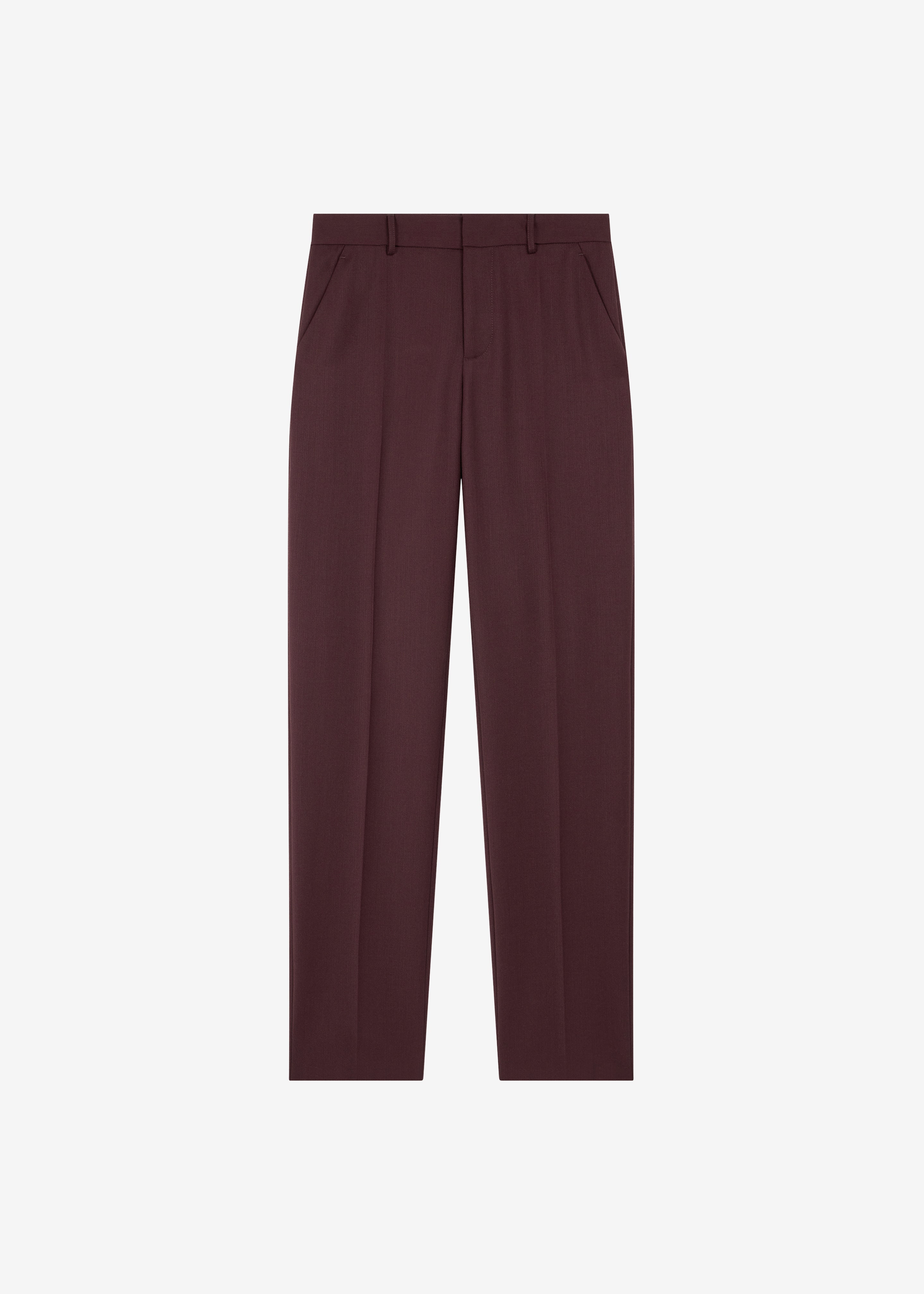 Lenora Wool Straight Trousers - Burgundy - 9