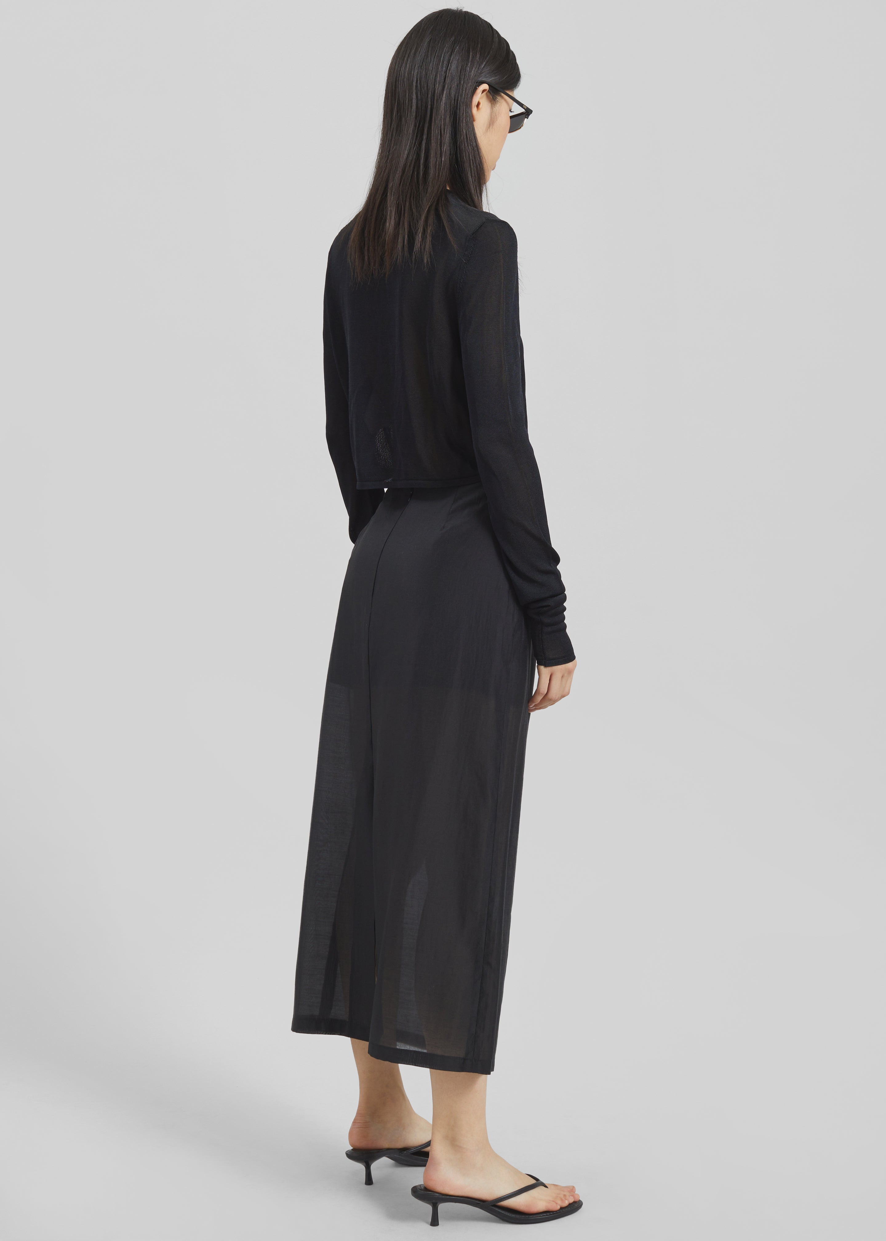 Lenore Semi Sheer Midi Skirt - Black - 8