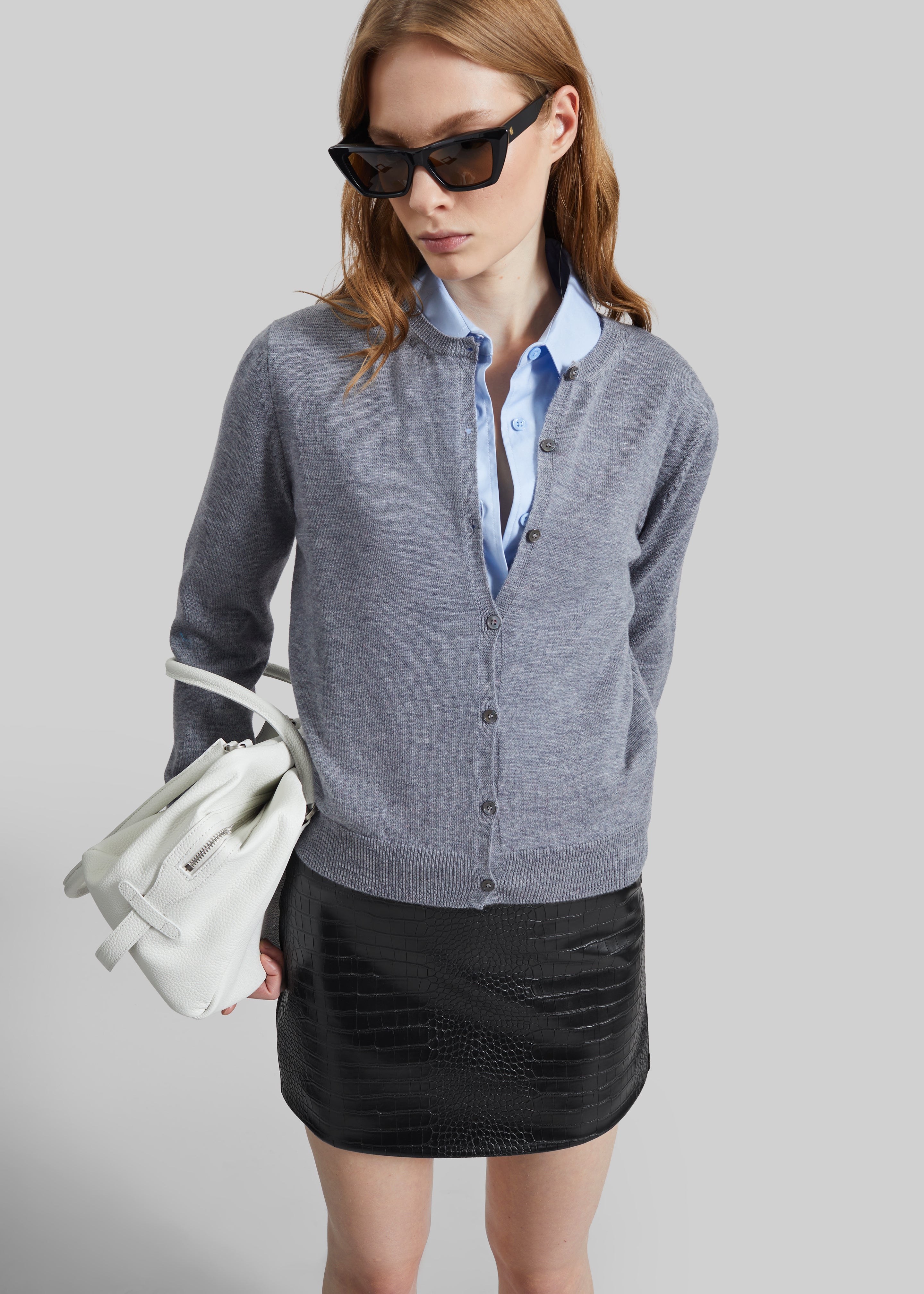 Leona Croc Faux Leather Mini Skirt - Black - 4