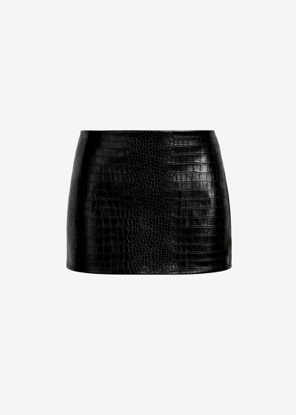 Leona Croc Faux Leather Mini Skirt - Black - 6