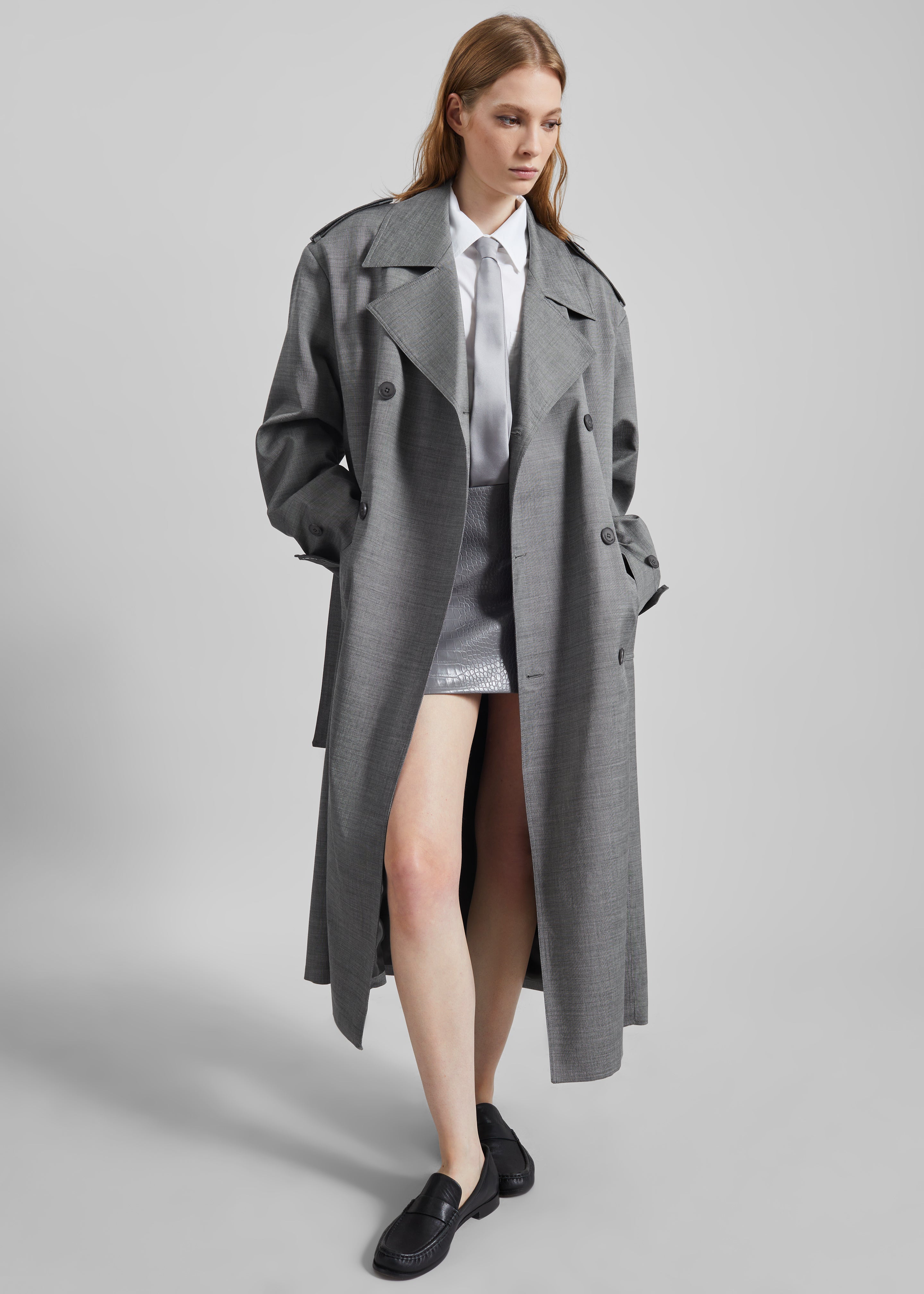 Leona Croc Faux Leather Mini Skirt - Grey – The Frankie Shop