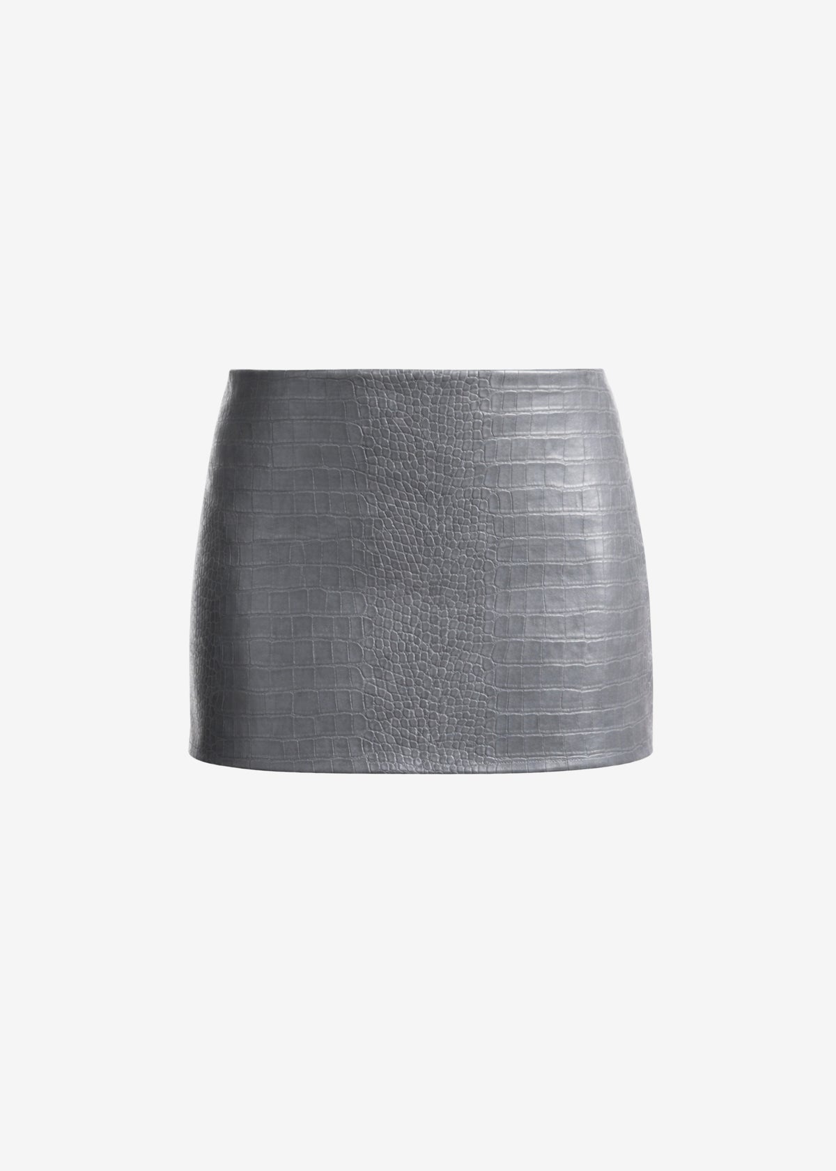 Leona Croc Faux Leather Mini Skirt - Grey - 9
